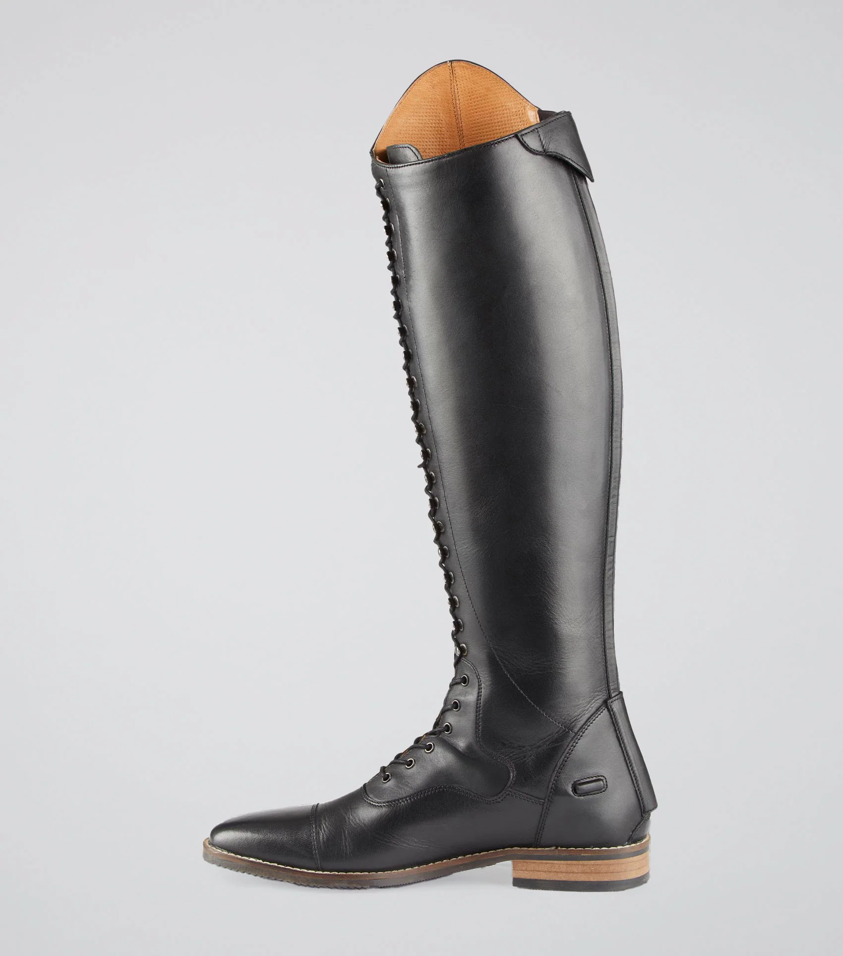 Maurizia Ladies Lace Front Tall Leather Riding Boots Black - Image 4