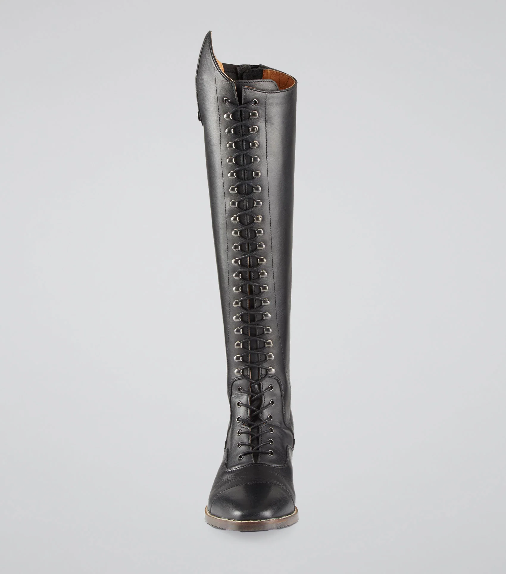 Maurizia Ladies Lace Front Tall Leather Riding Boots Black - Image 6