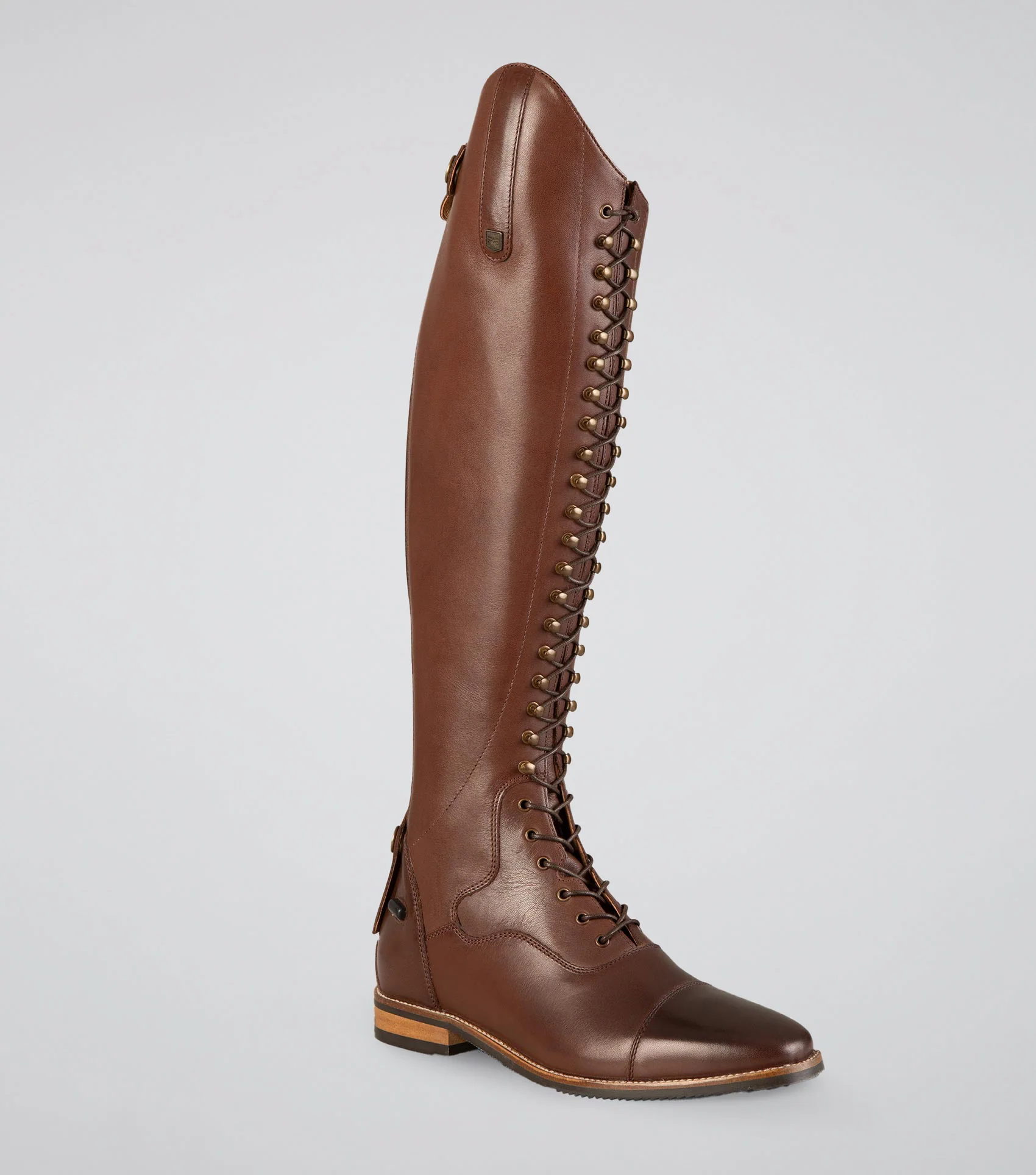 Maurizia Ladies Lace Front Tall Leather Riding Boots Brown