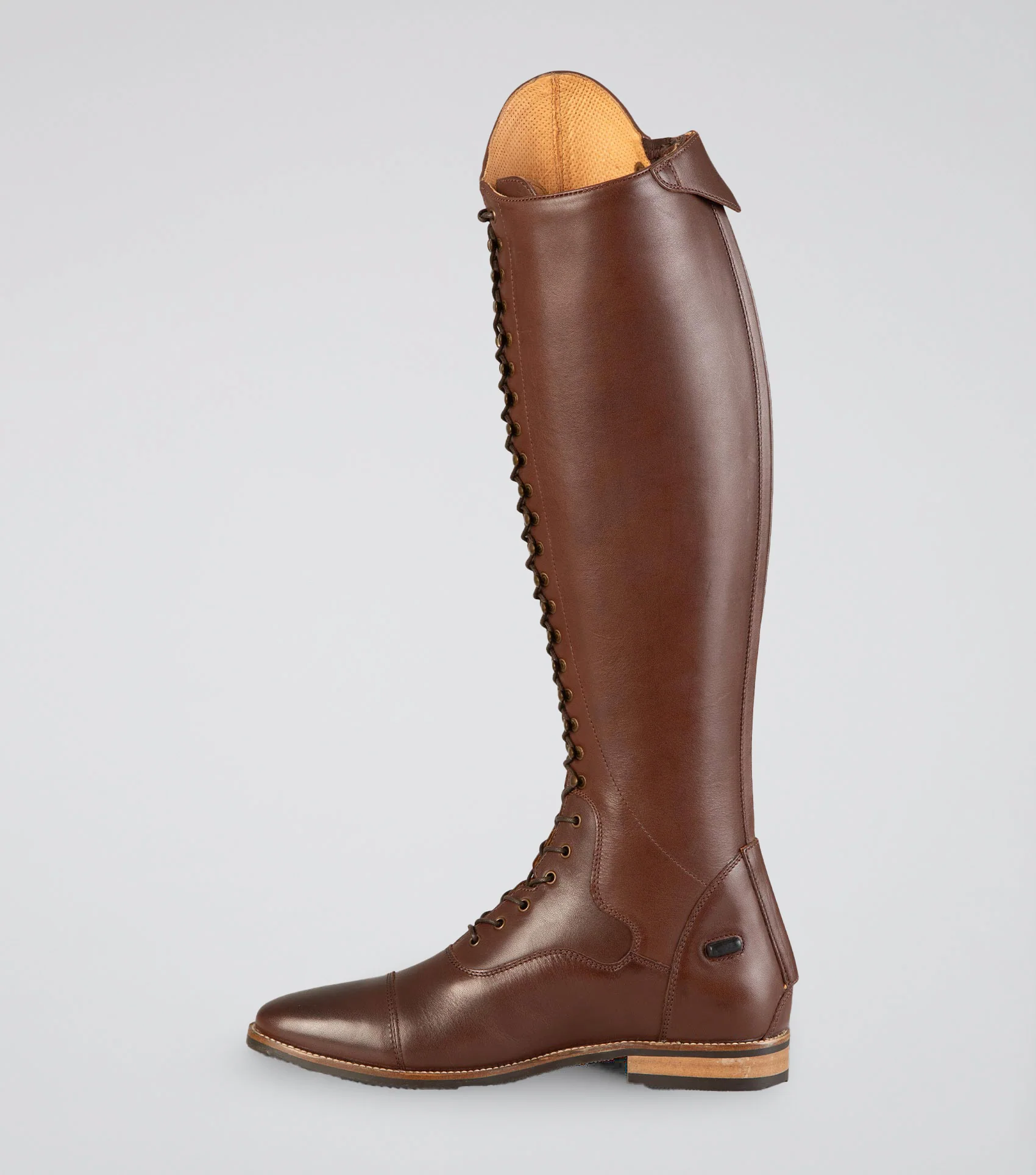 Maurizia Ladies Lace Front Tall Leather Riding Boots Brown - Image 4