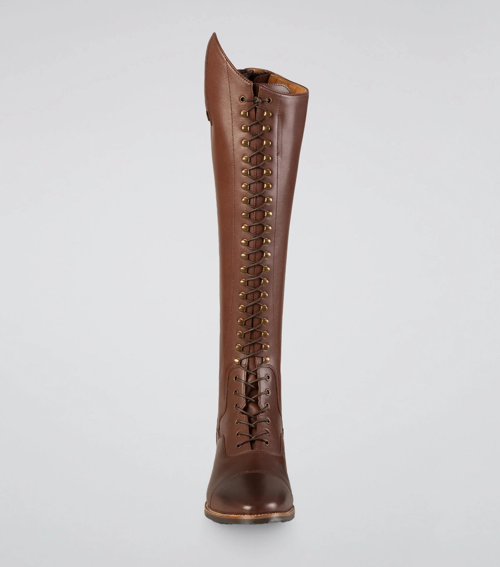 Maurizia Ladies Lace Front Tall Leather Riding Boots Brown - Image 6