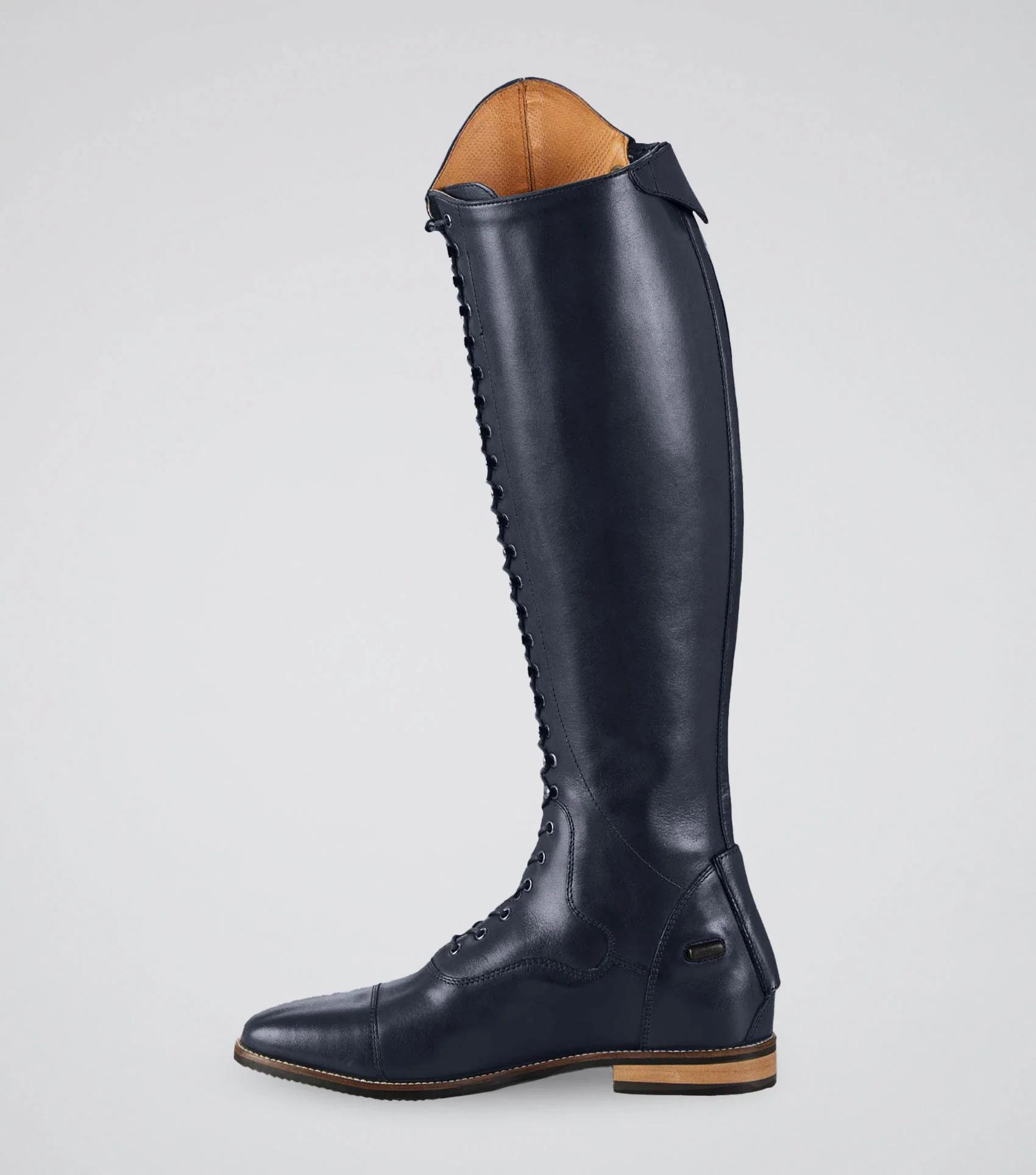 Maurizia Ladies Lace Front Tall Leather Riding Boots Navy - Image 4