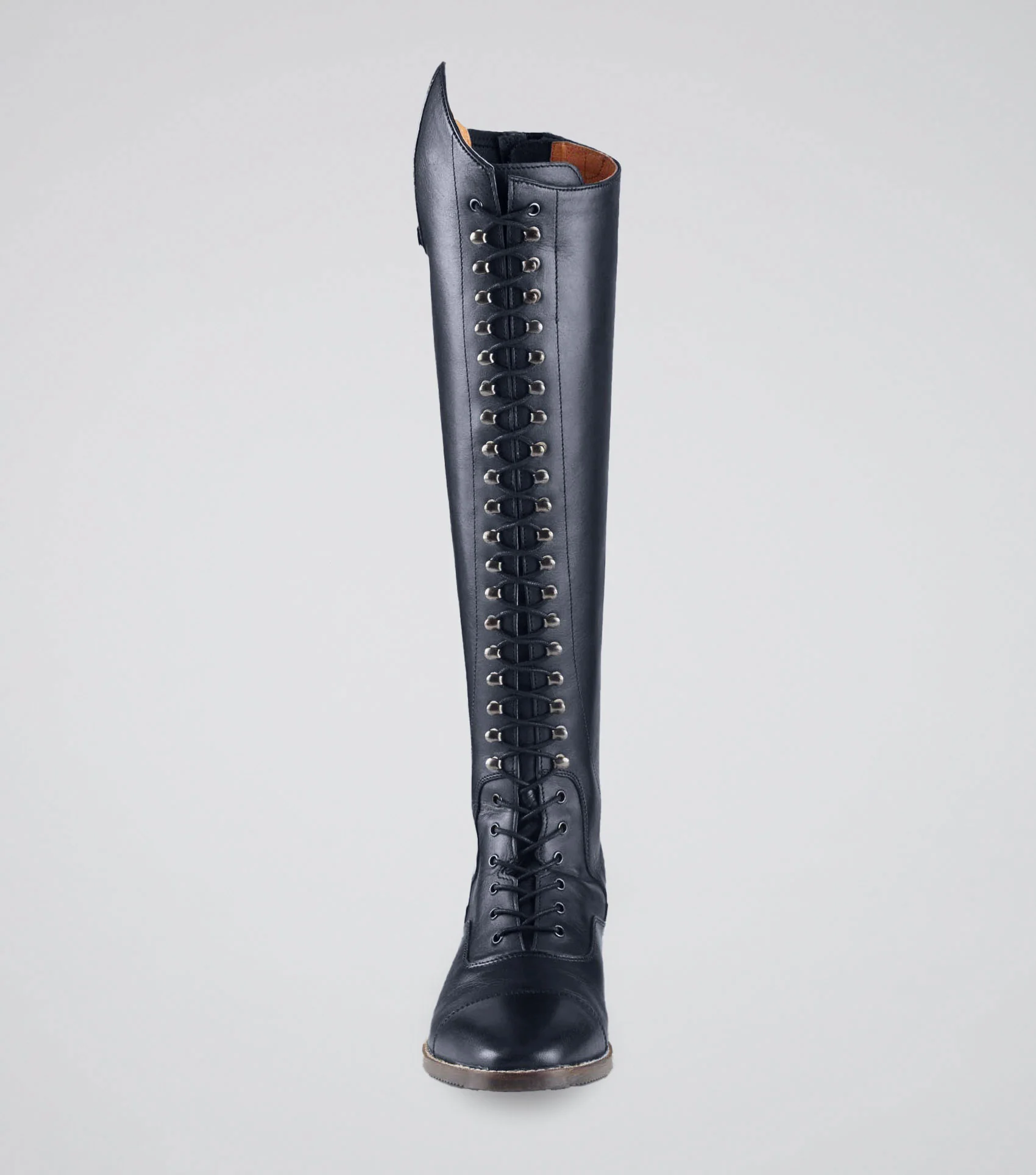 Maurizia Ladies Lace Front Tall Leather Riding Boots Navy - Image 6