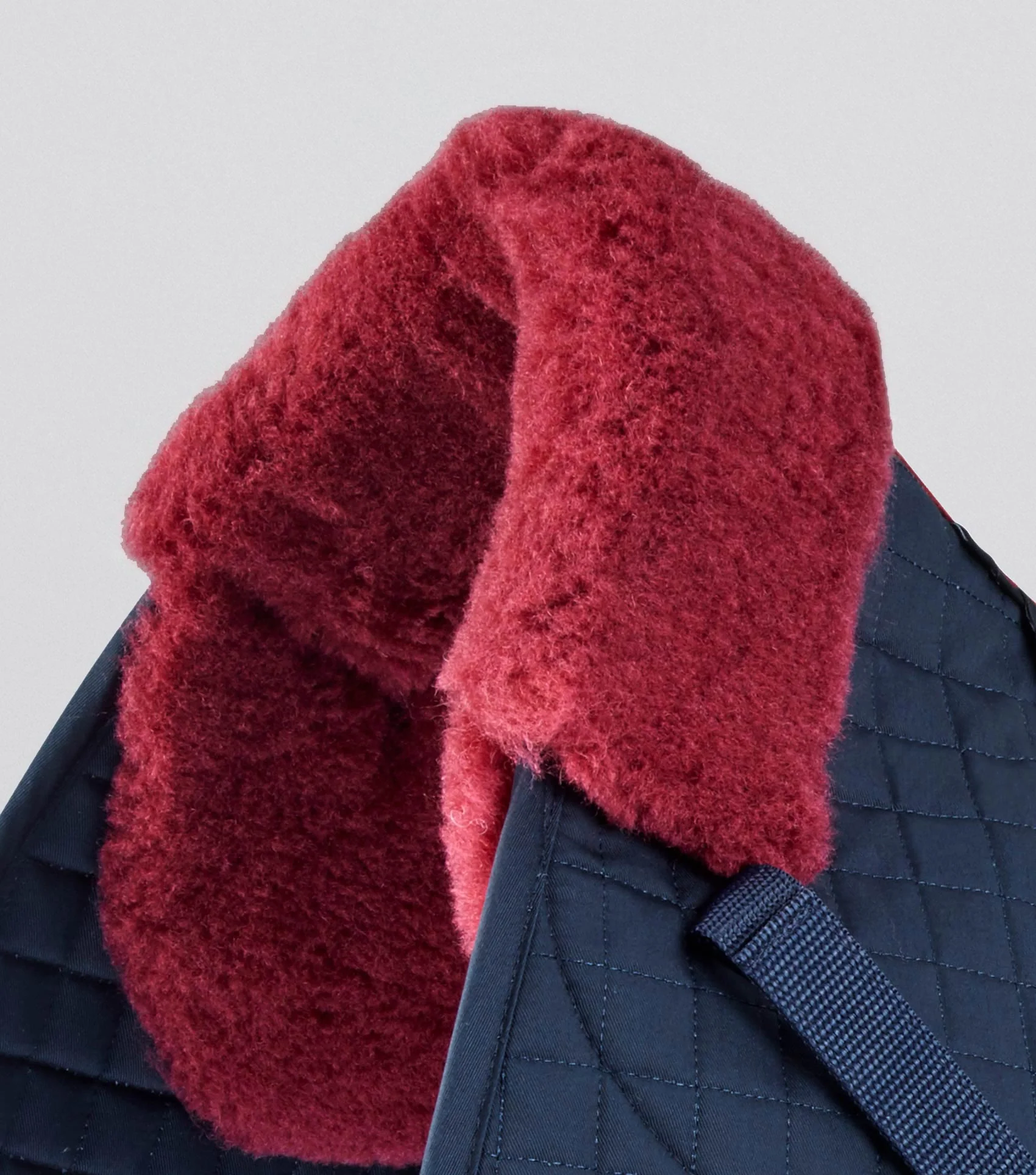 Merino Wool Saddle Pad - GP/Jump Numnah Navy/Burgundy Wool - Image 3