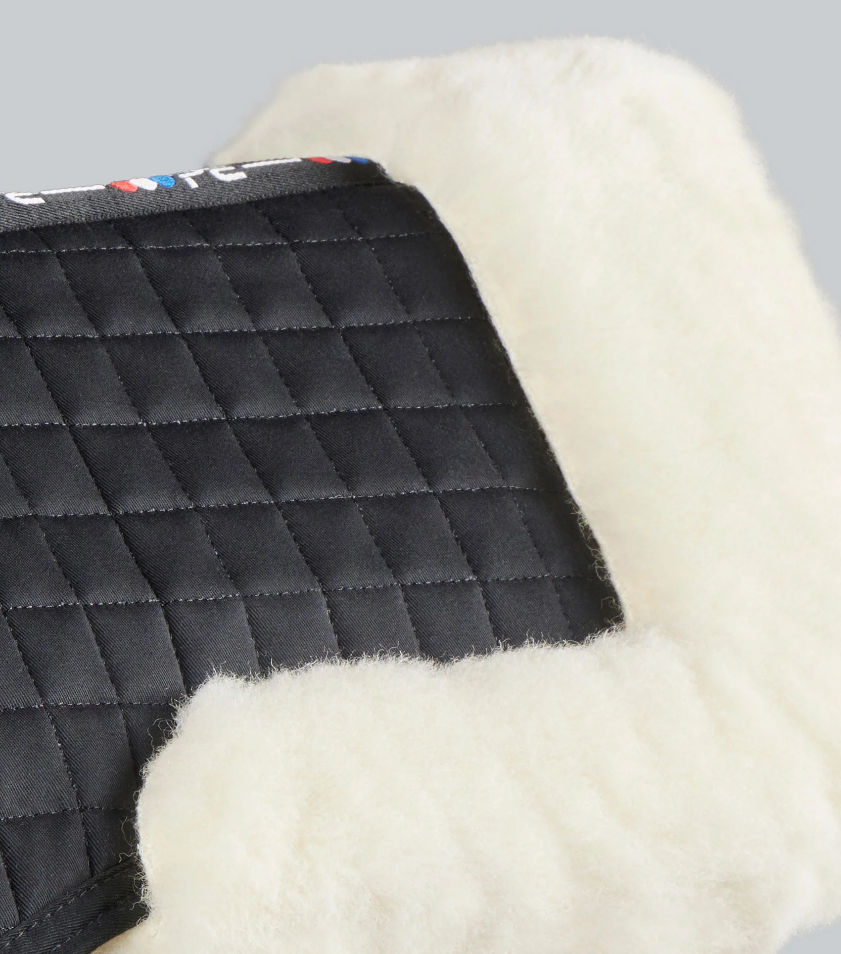 Merino Wool Saddle Pad - Half Pad Black/Natural Wool - Image 4