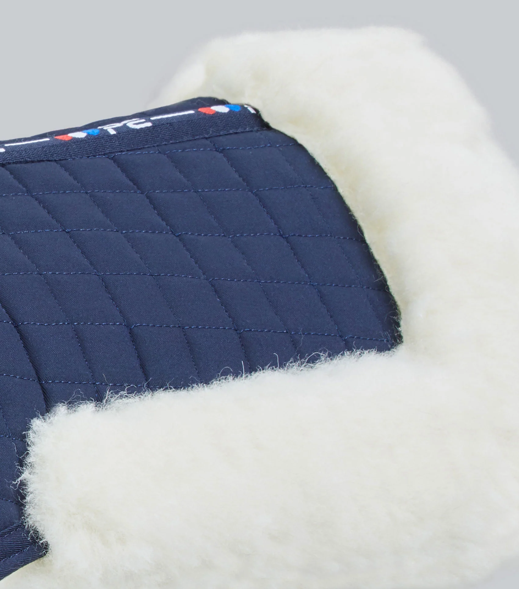 Merino Wool Saddle Pad - Half Pad Navy/Natural Wool - Image 4