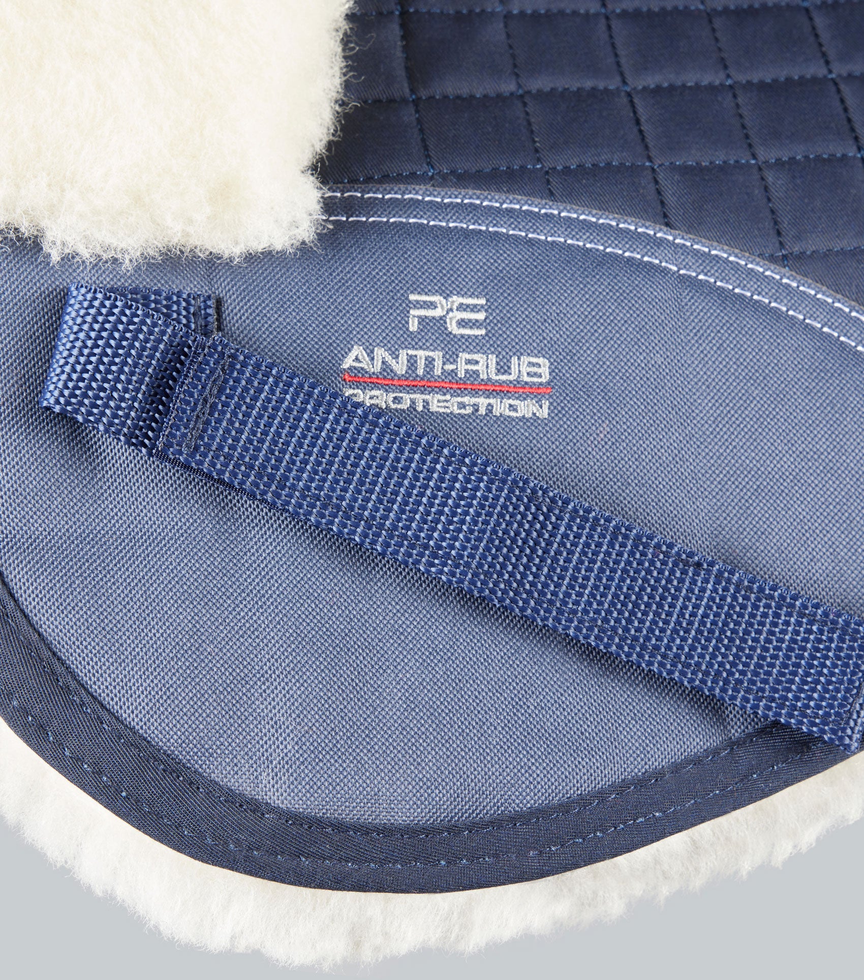 Merino Wool Saddle Pad - Half Pad Navy/Natural Wool - Image 5