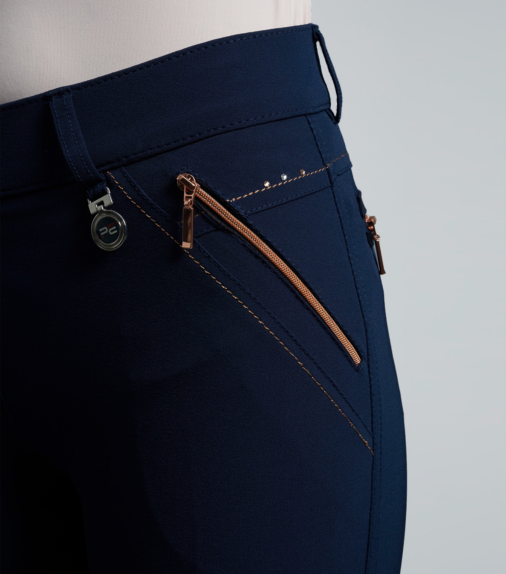 SALE - Milliania Ladies Full Seat Gel Riding Breeches Navy - Image 4