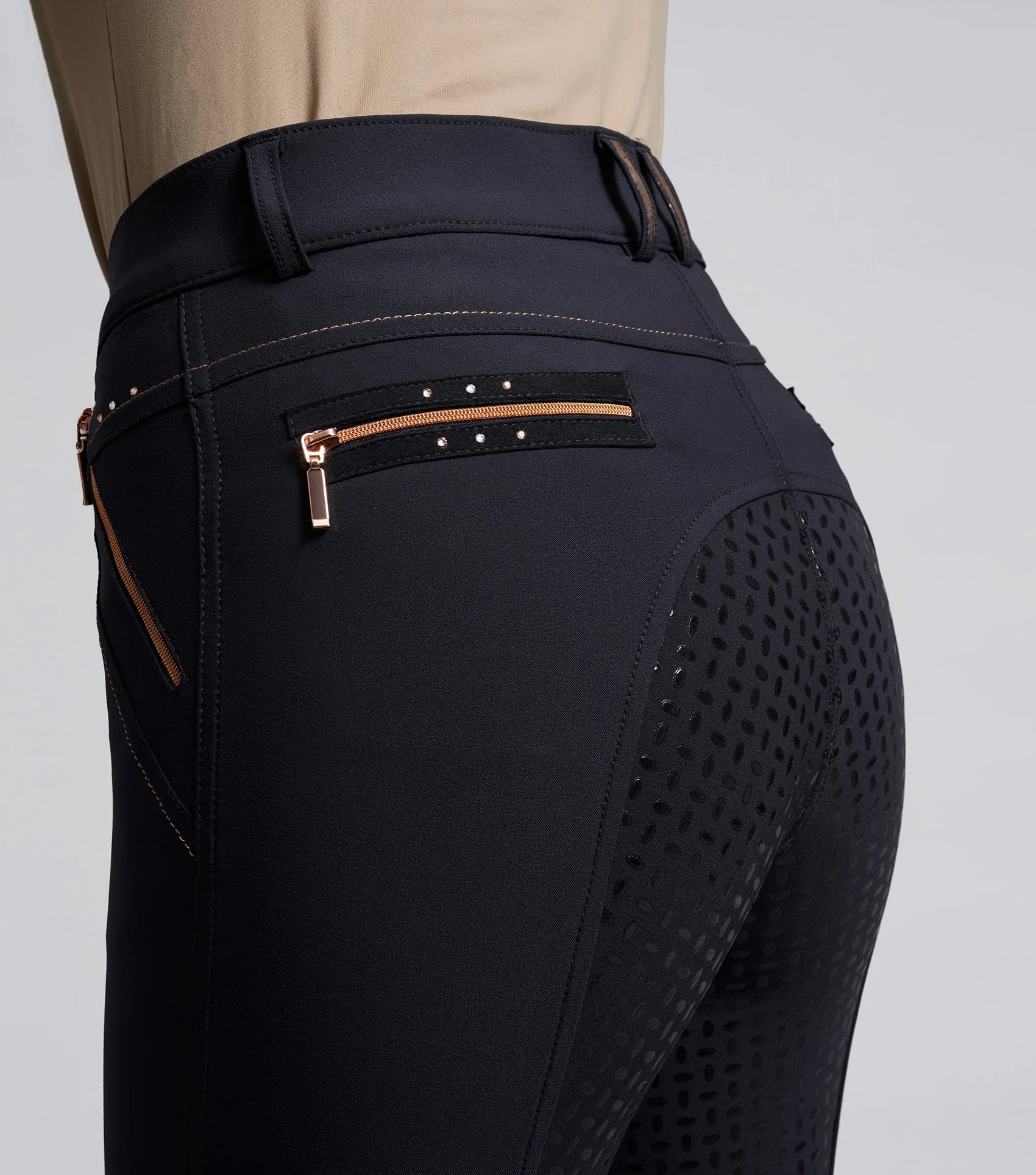 SALE - Milliania Ladies Full Seat Gel Riding Breeches Black - Image 3