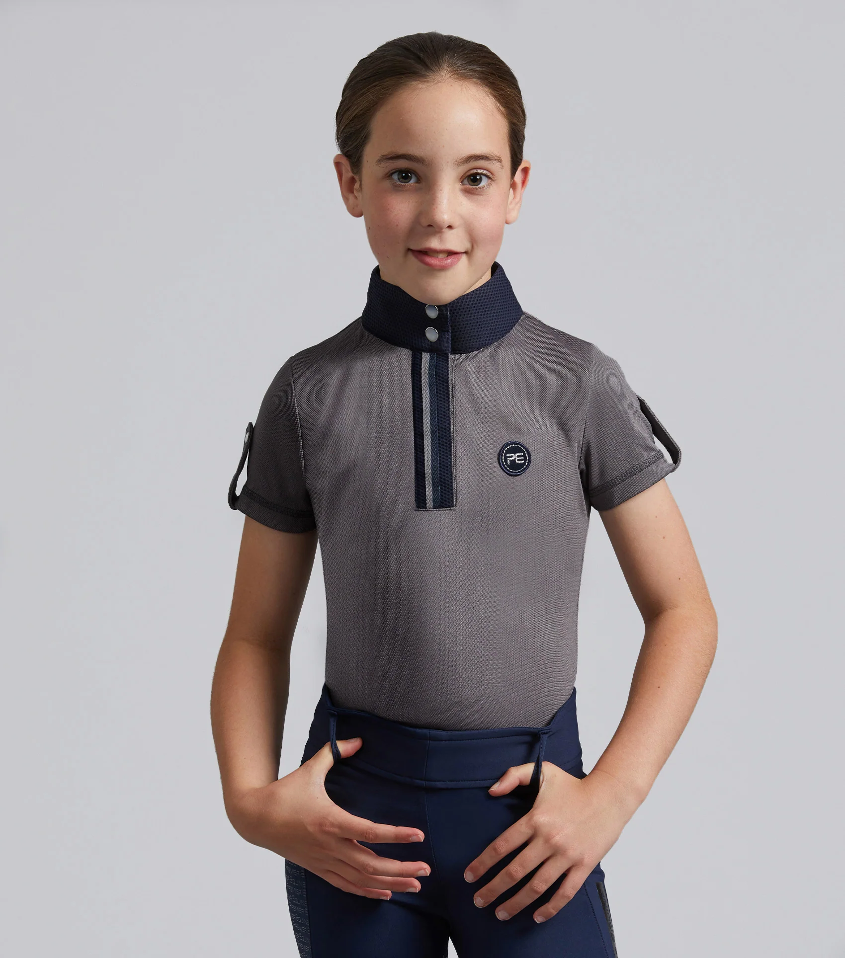 Mini Amia Girl's Technical Short Sleeve Riding Top Grey