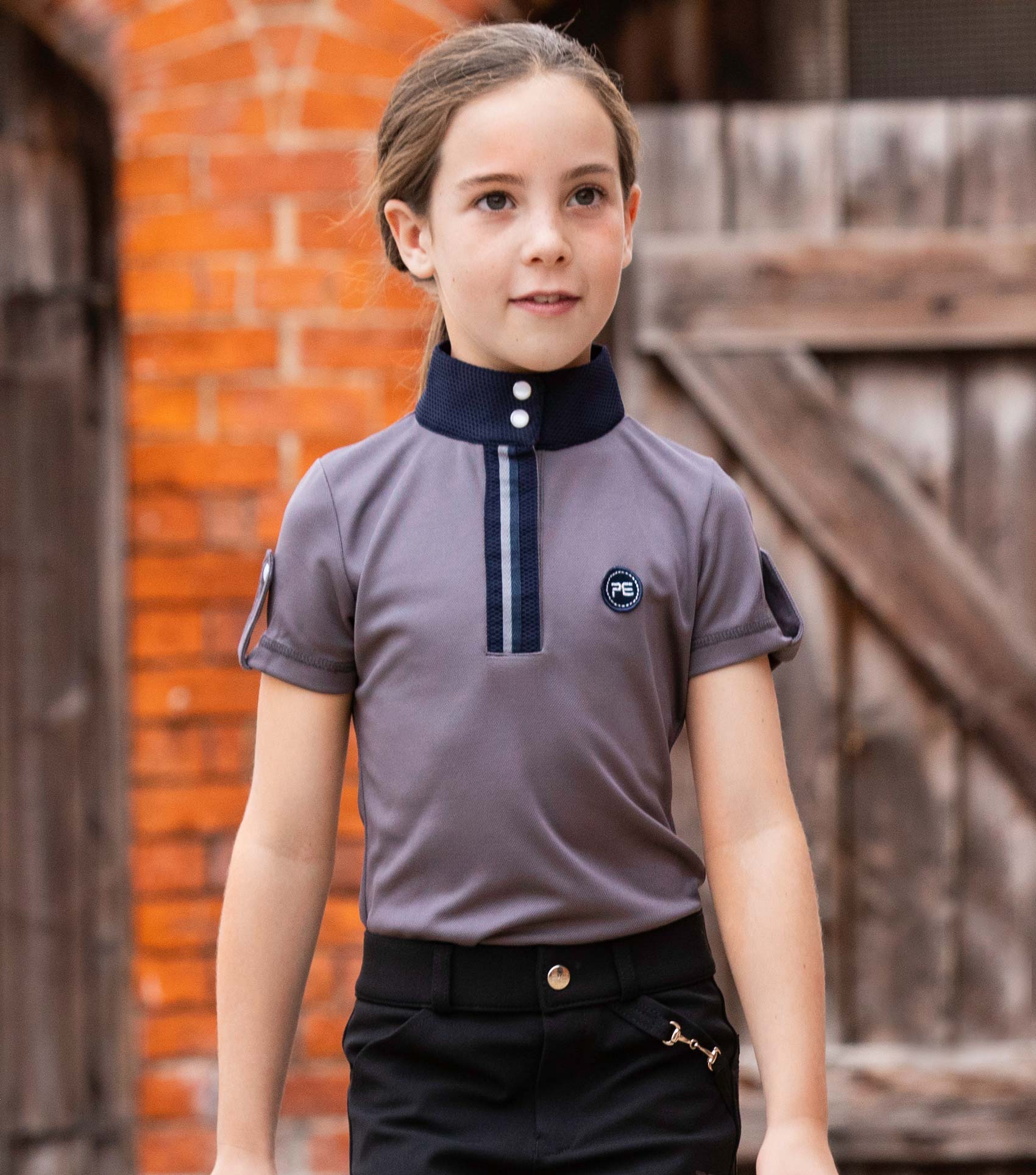 Mini Amia Girl's Technical Short Sleeve Riding Top Grey - Image 2