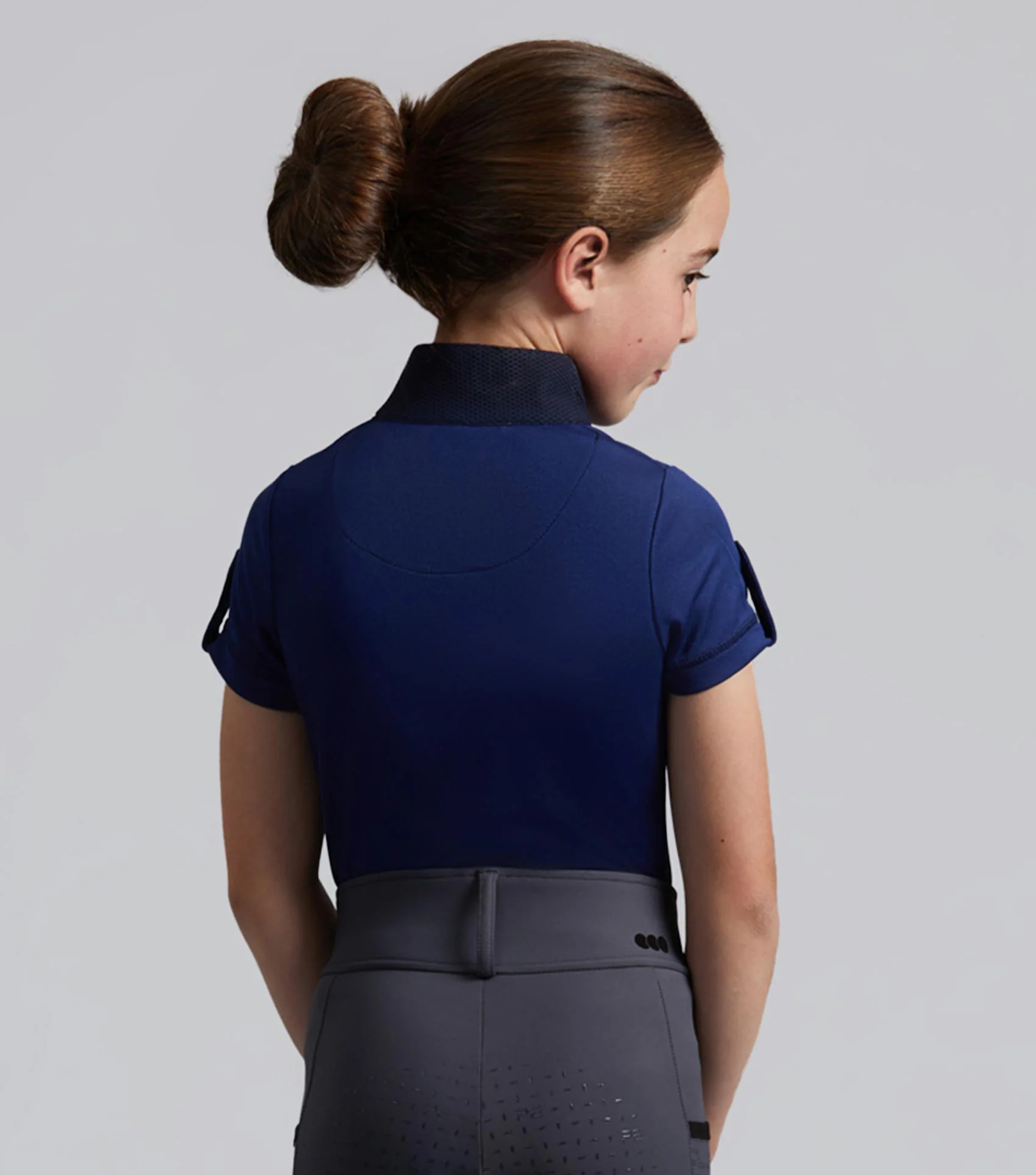 Mini Amia Girl's Technical Short Sleeve Riding Top Navy - Image 3