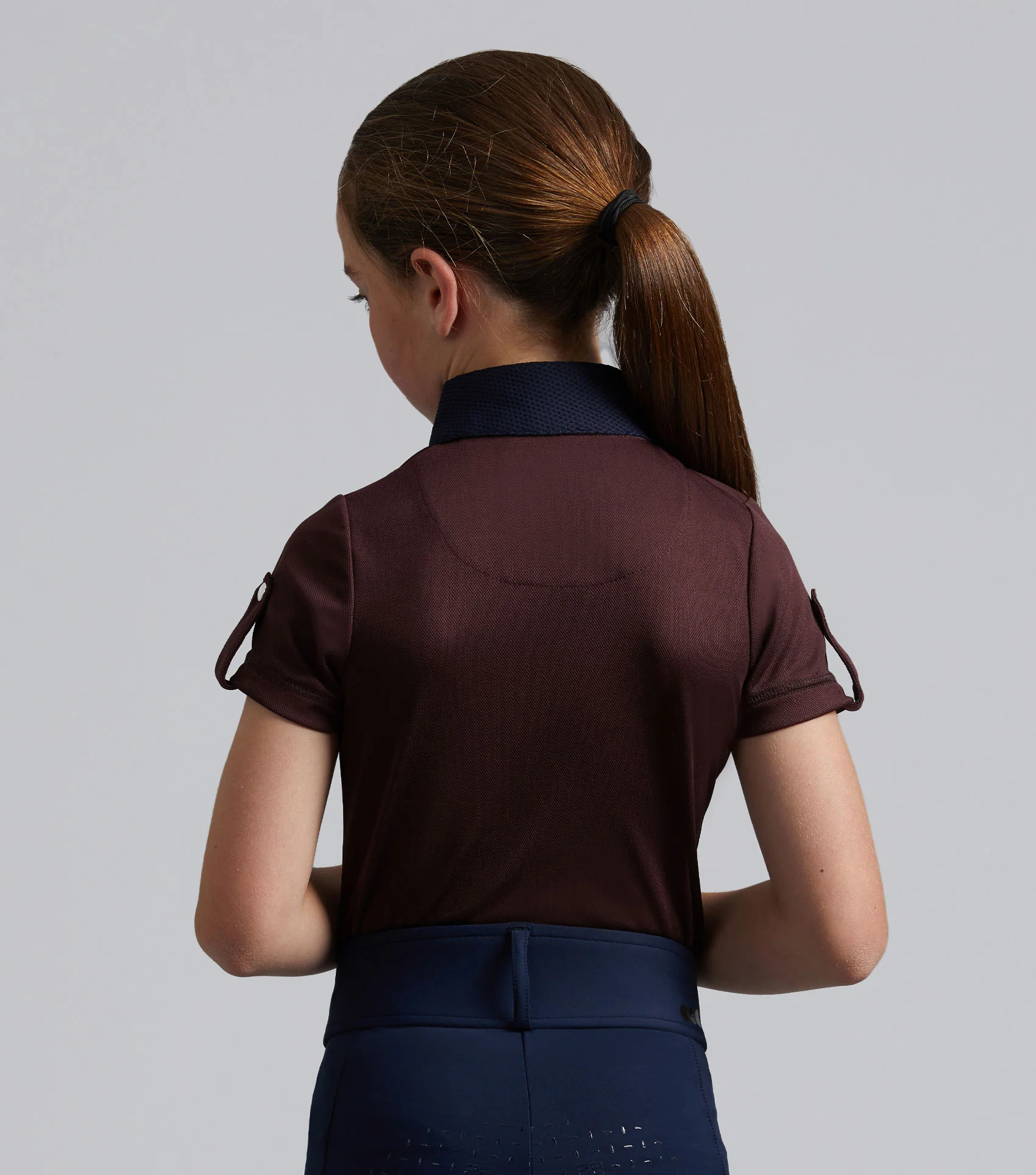 Mini Amia Girl's Technical Short Sleeve Riding Top Wine - Image 3