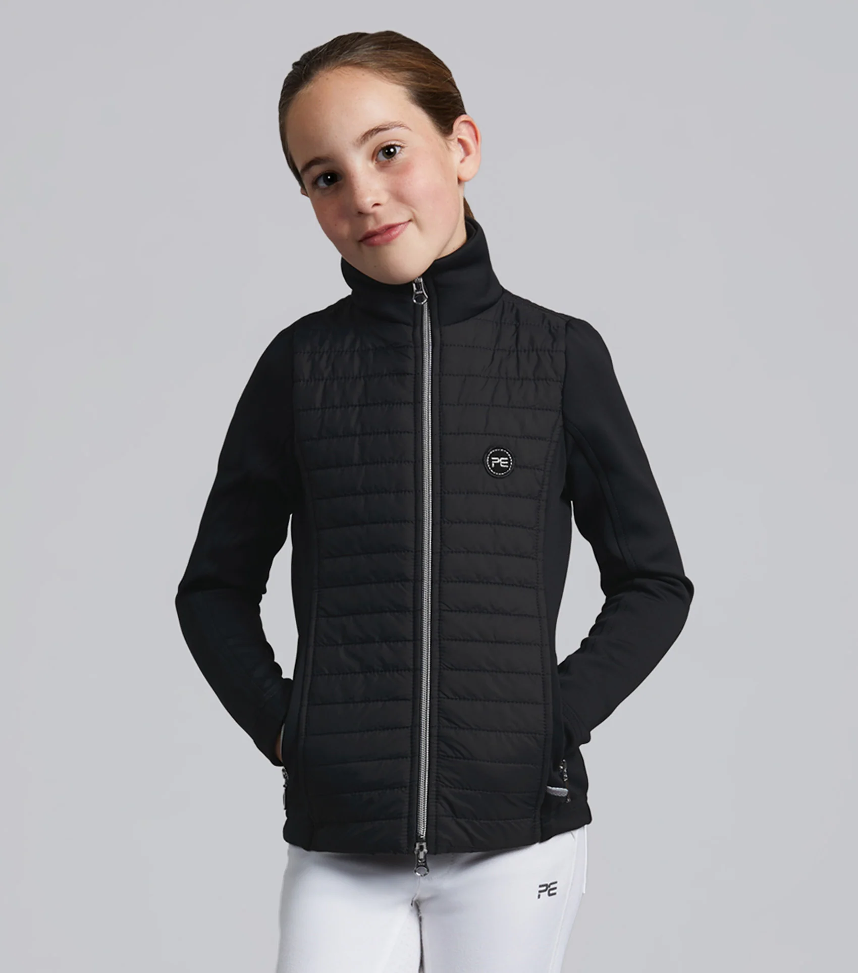 Mini Elena Girl's Hybrid Riding Jacket Black