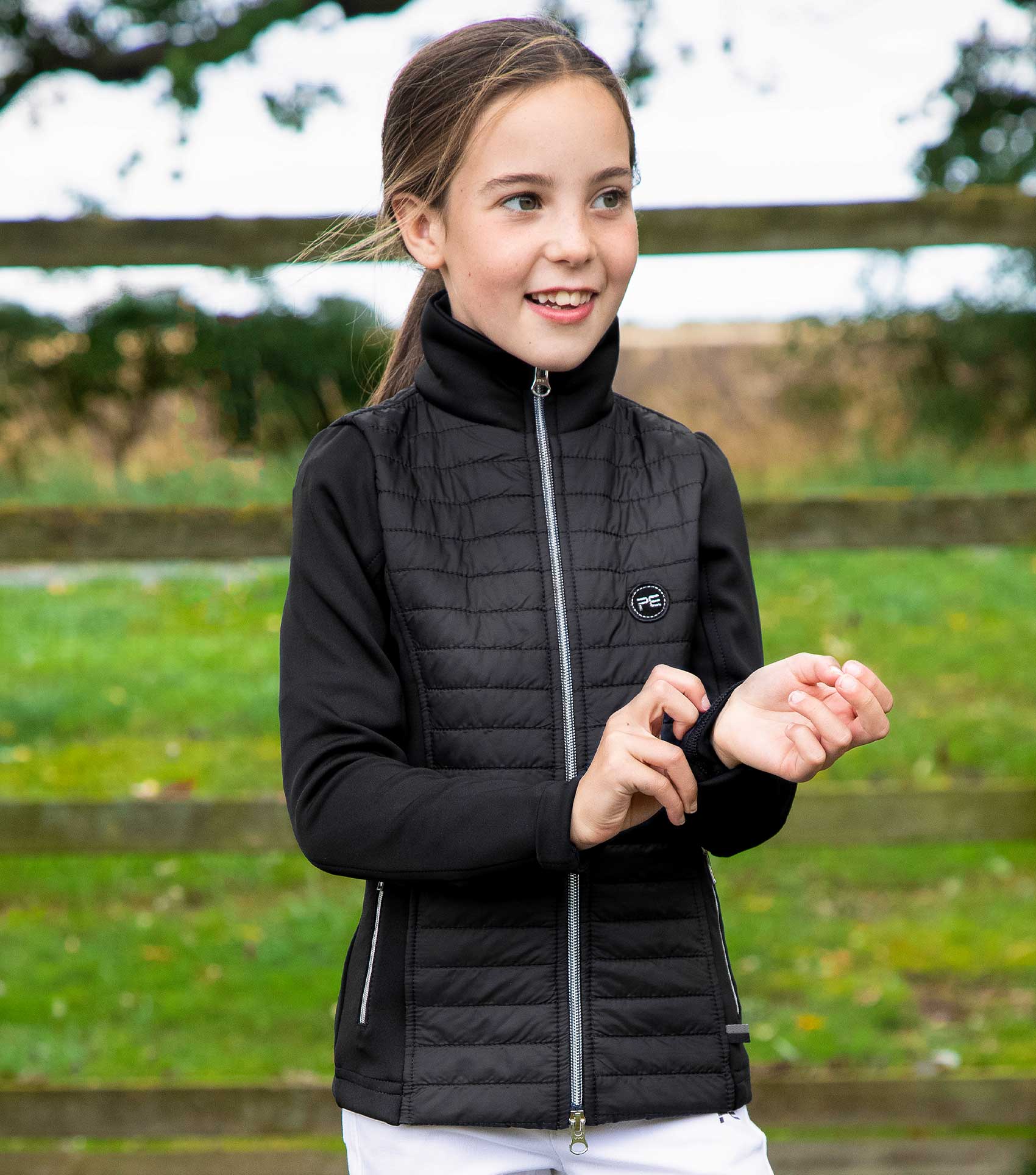 Mini Elena Girl's Hybrid Riding Jacket Black - Image 2