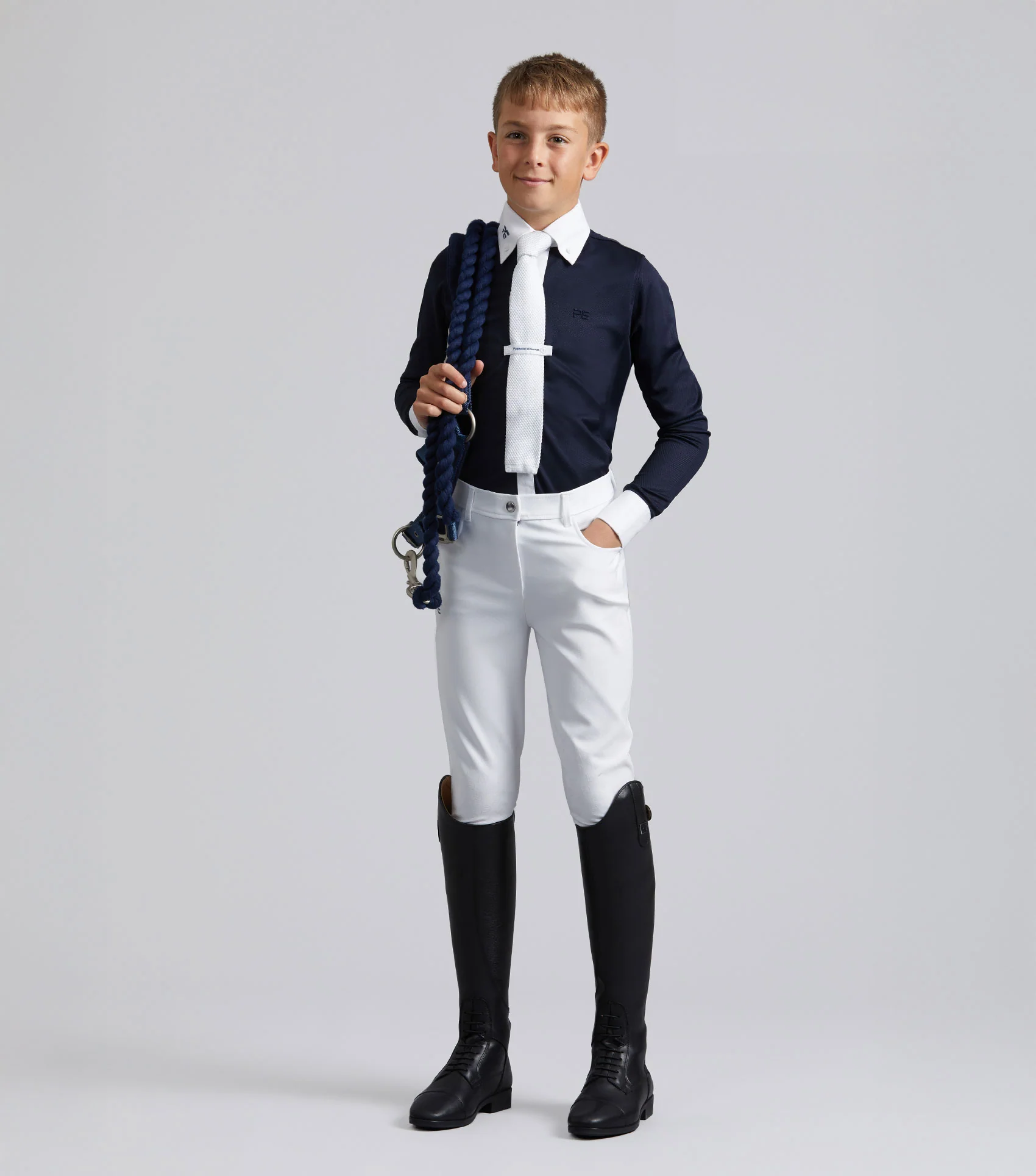Mini Giulio Boy's Long Sleeve Show Shirt Navy - Image 6