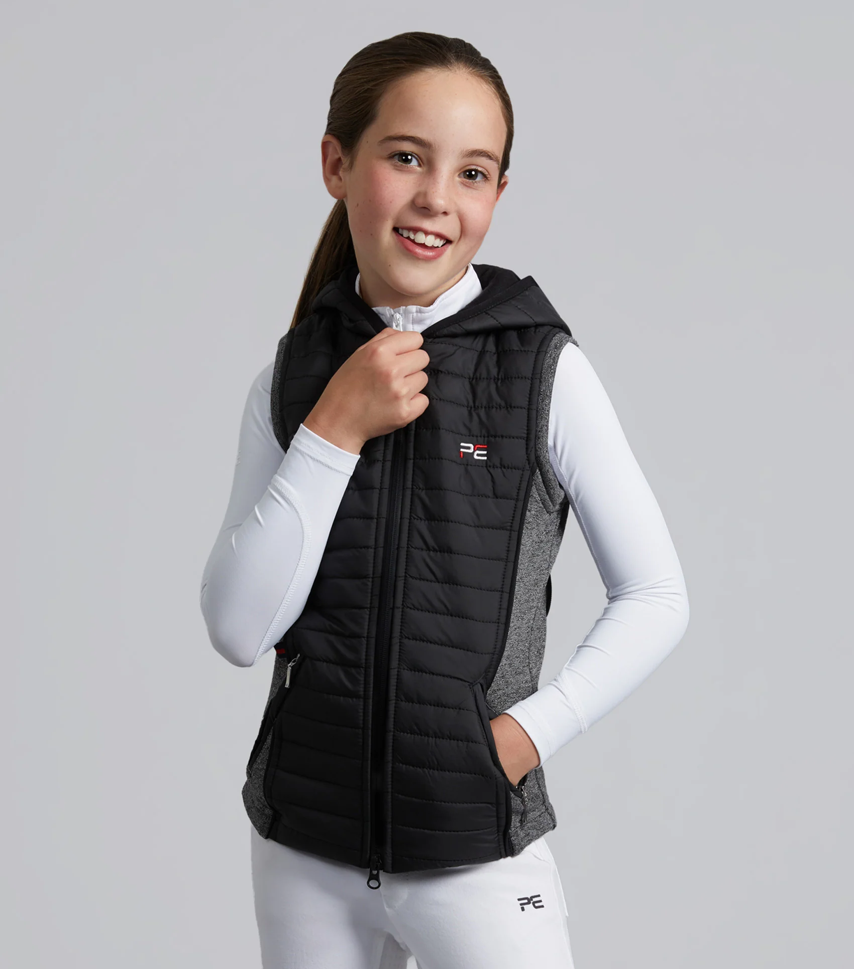 Mini Lamera Girl's Hybrid Riding Gilet Black