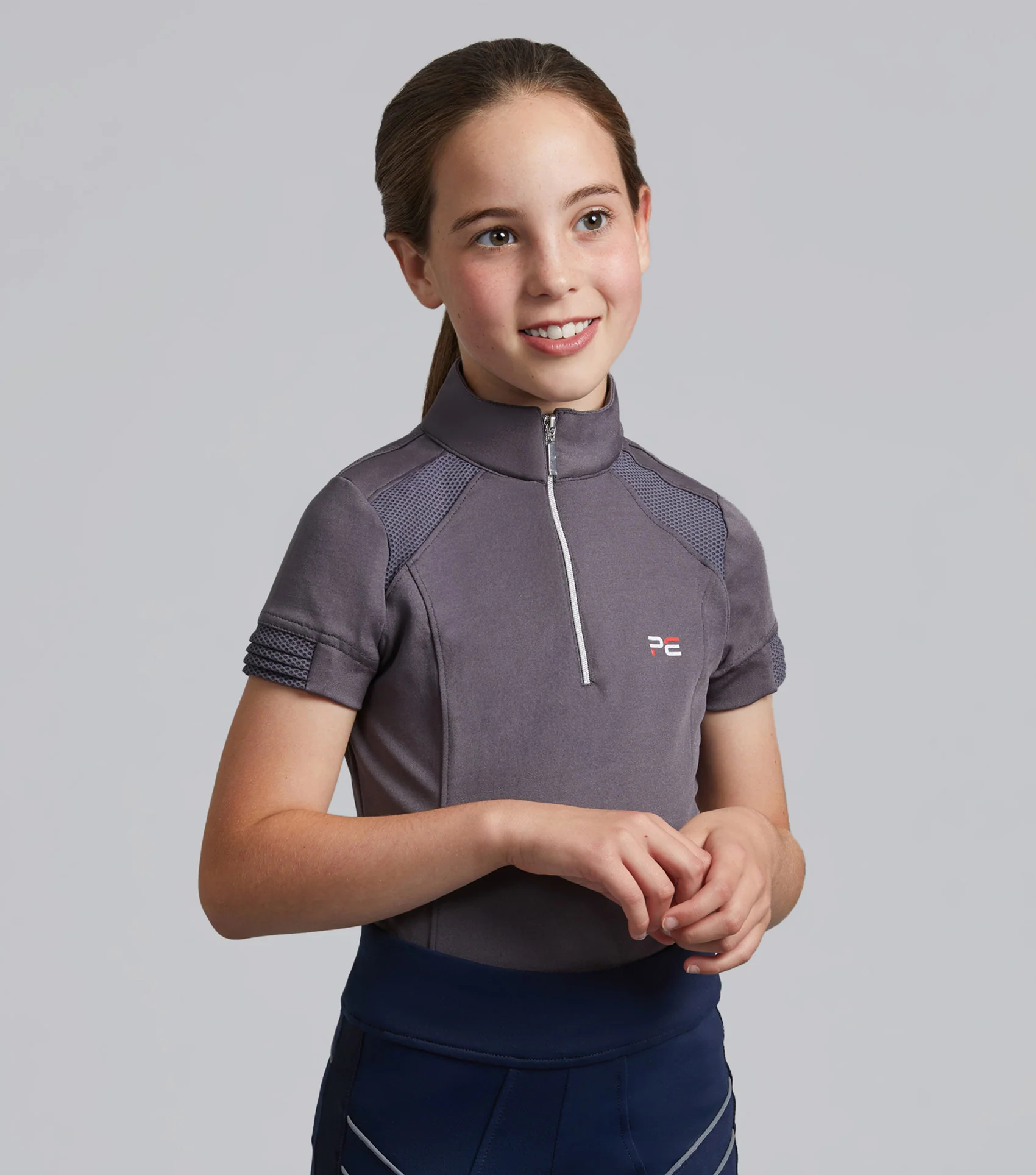 Mini Remisa Girl's Technical Short Sleeve Riding Top Grey