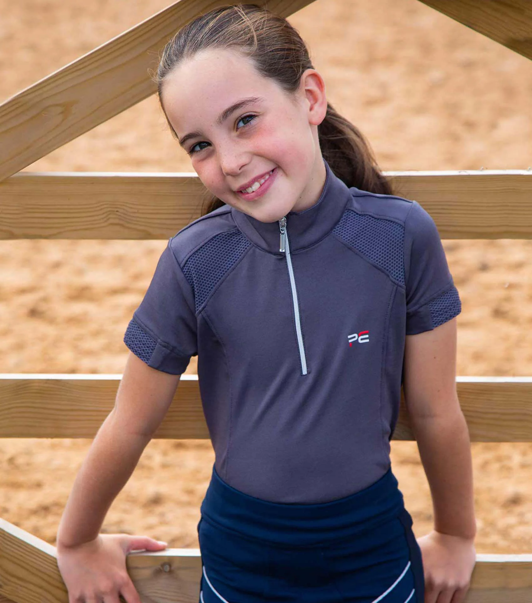 Mini Remisa Girl's Technical Short Sleeve Riding Top Grey - Image 2
