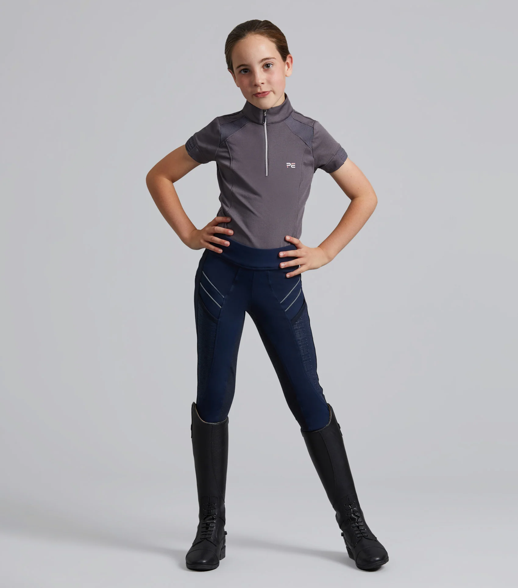 Mini Remisa Girl's Technical Short Sleeve Riding Top Grey - Image 6