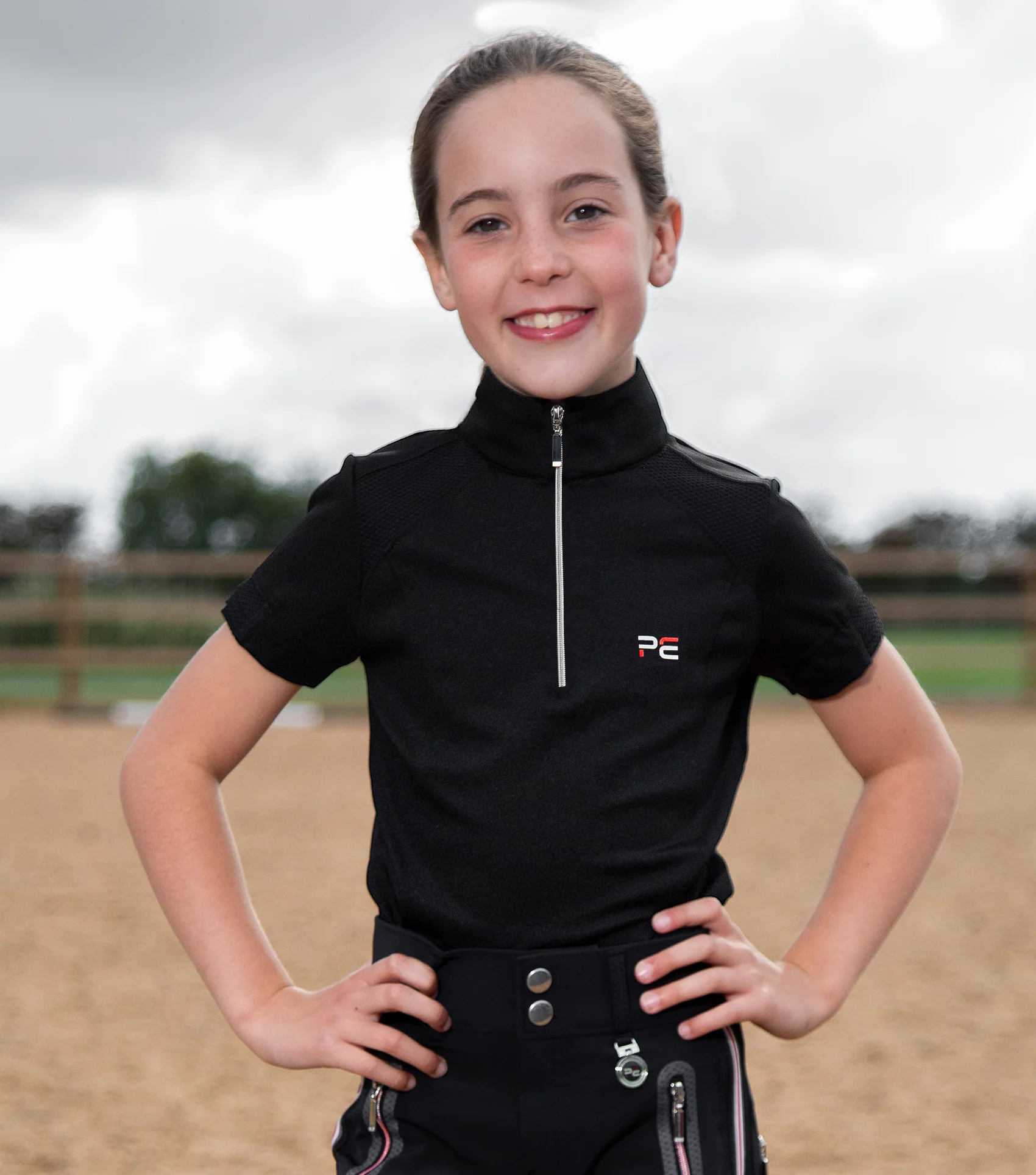 Mini Remisa Girl's Technical Short Sleeve Riding Top Black - Image 2