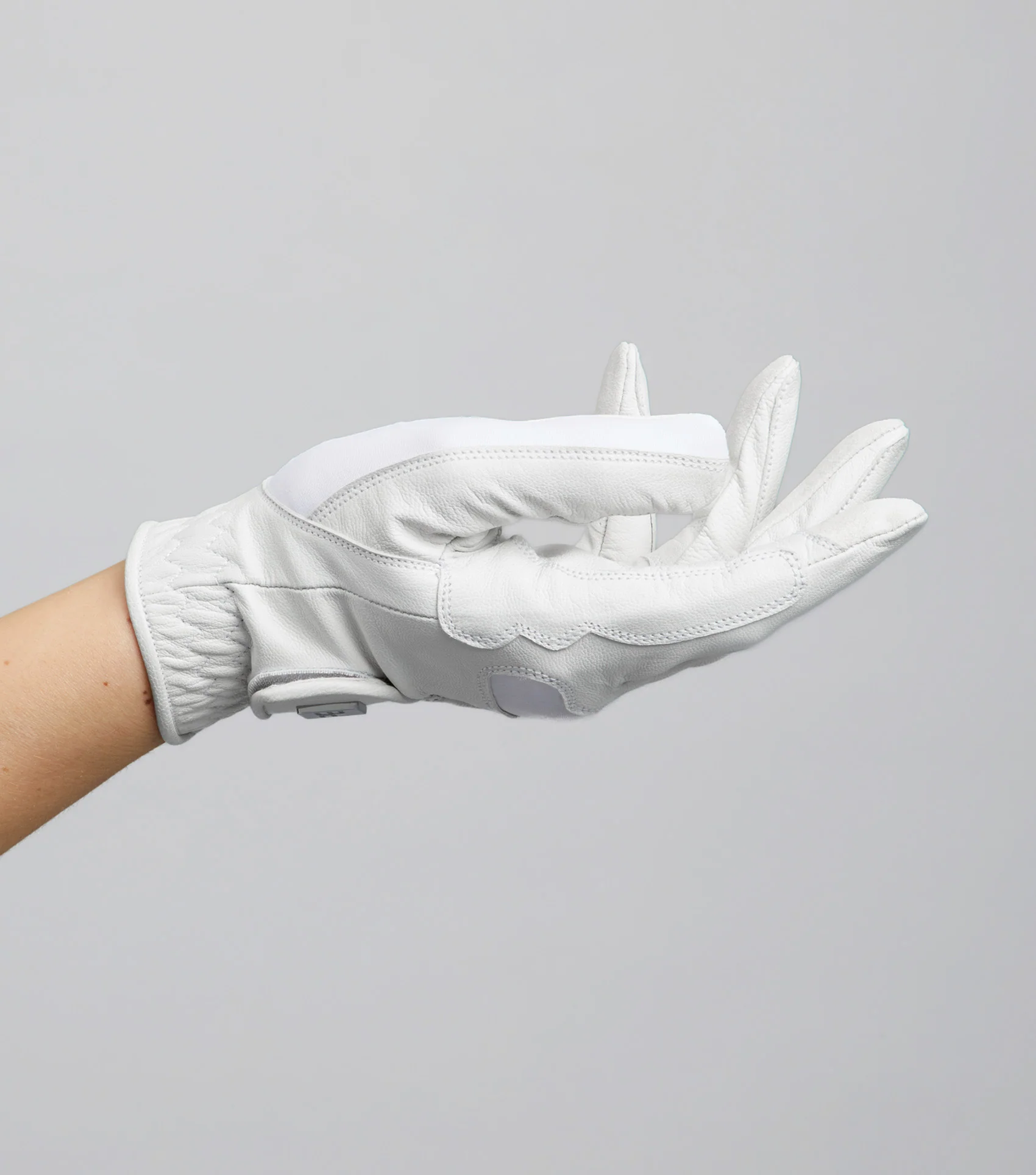 Mizar Ladies Leather Competition Riding Gloves White - Image 4