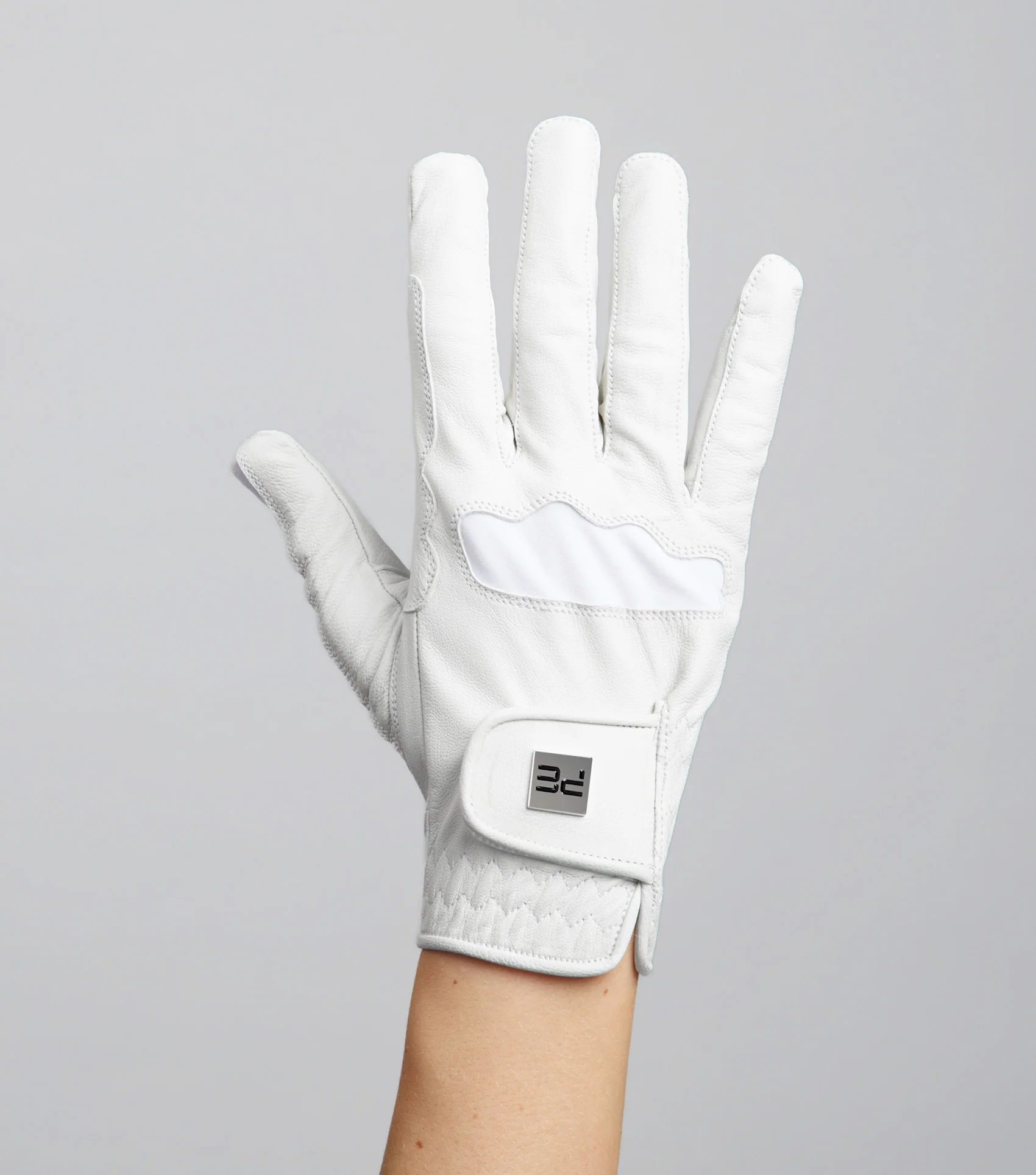 Mizar Ladies Leather Competition Riding Gloves White - Image 5