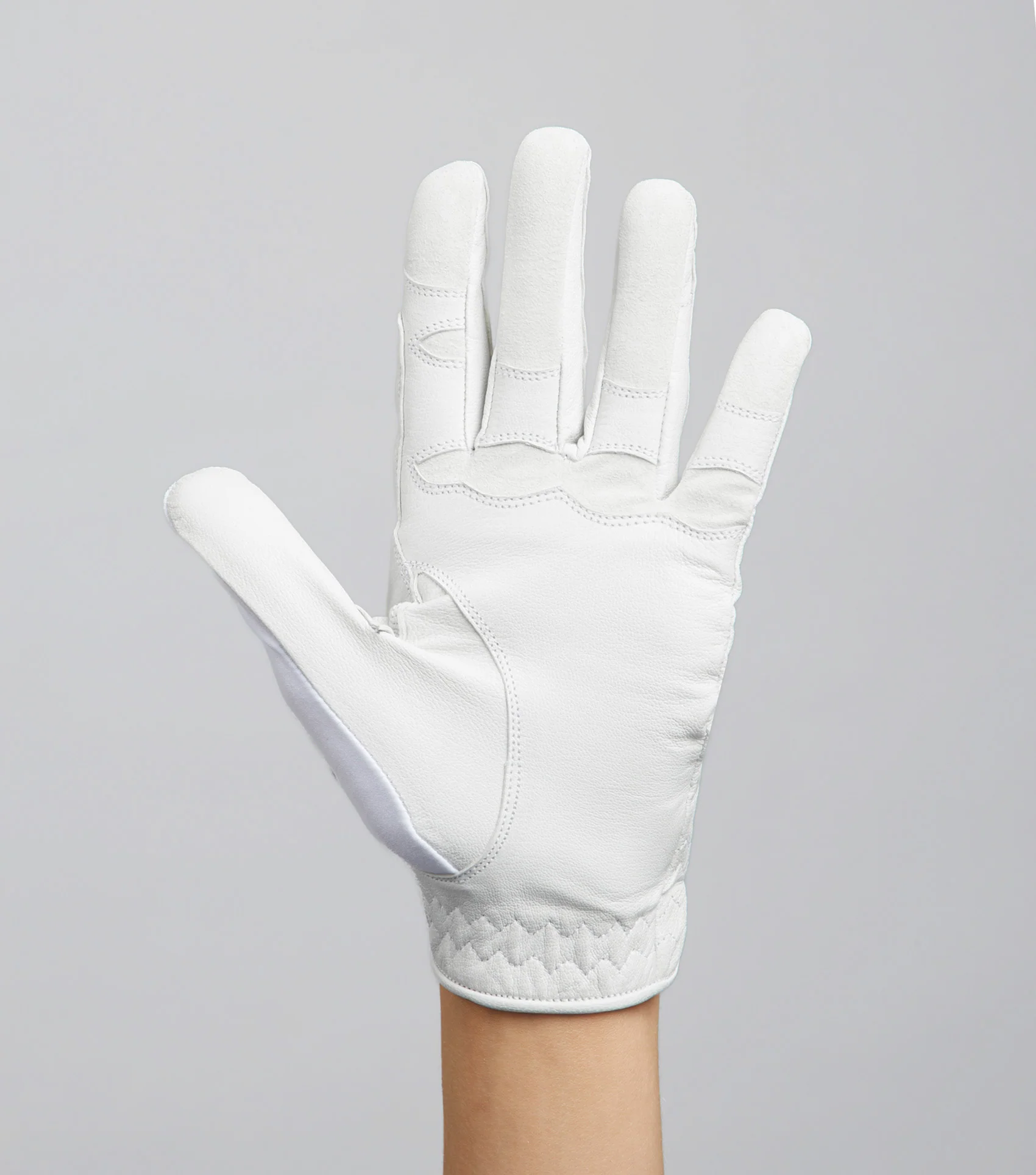Mizar Ladies Leather Competition Riding Gloves White - Image 6