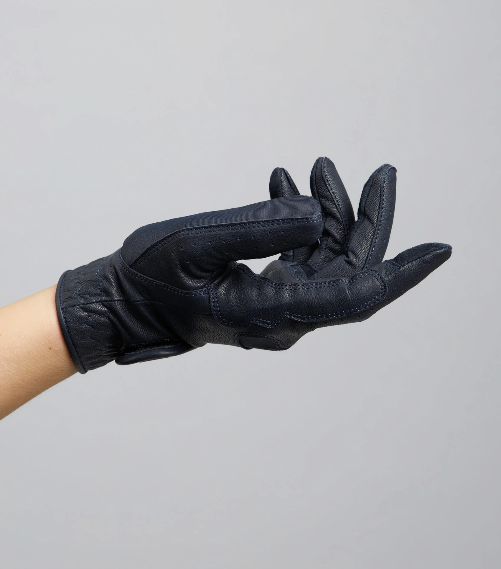 Mizar Ladies Leather Riding Gloves Navy - Image 4