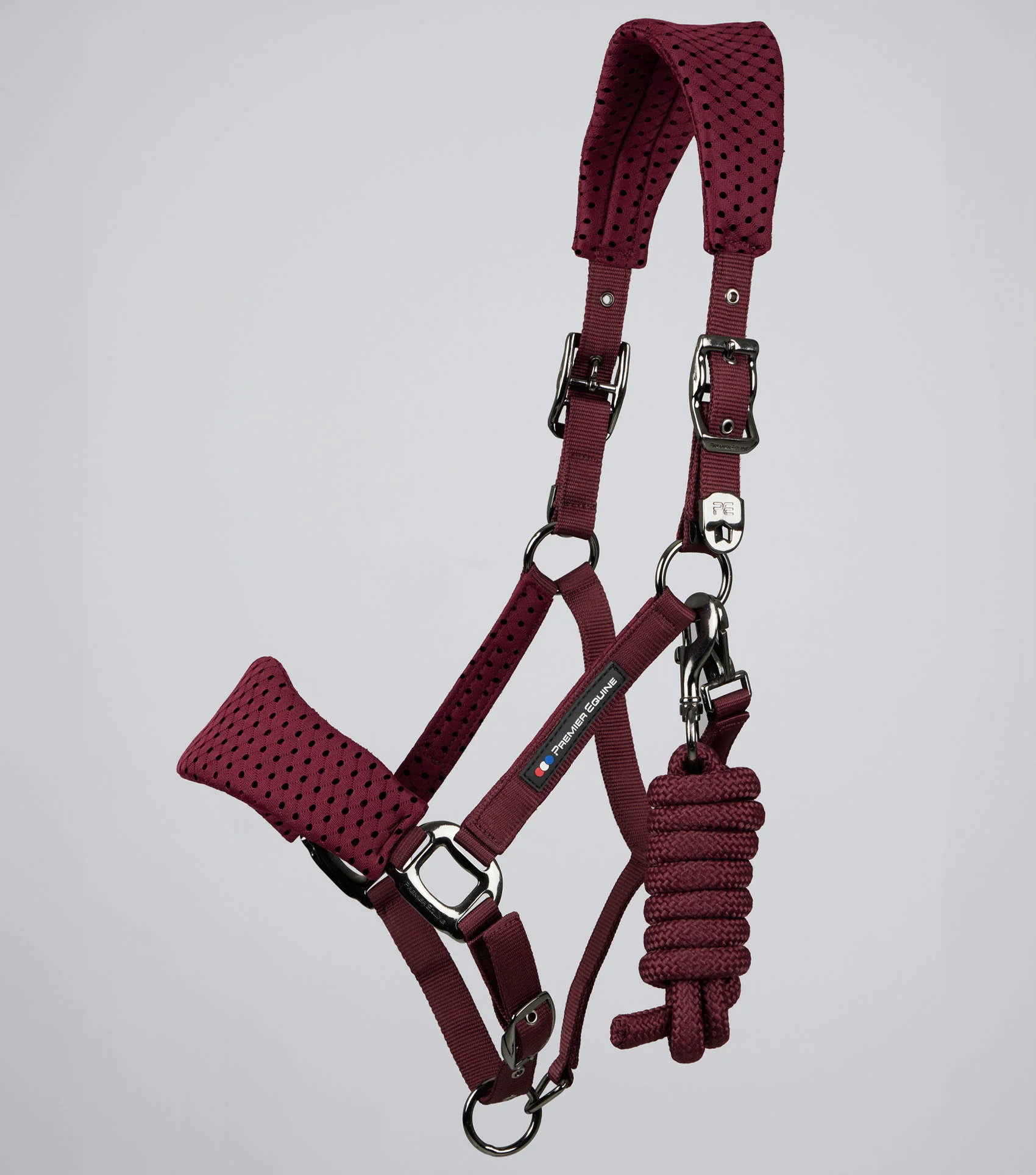 Necto 3D Mesh Head Collar with Lead Rope Burgundy - Image 2