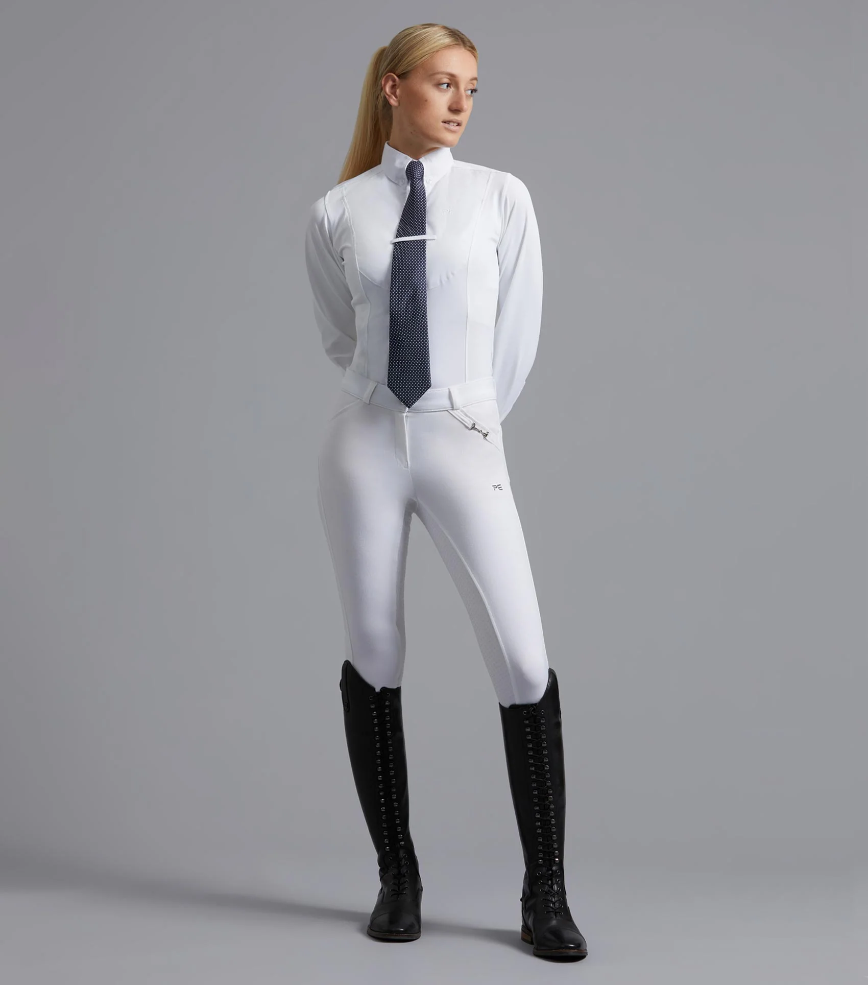 NQP Tessa Ladies Long Sleeve Tie Shirt White - Image 2