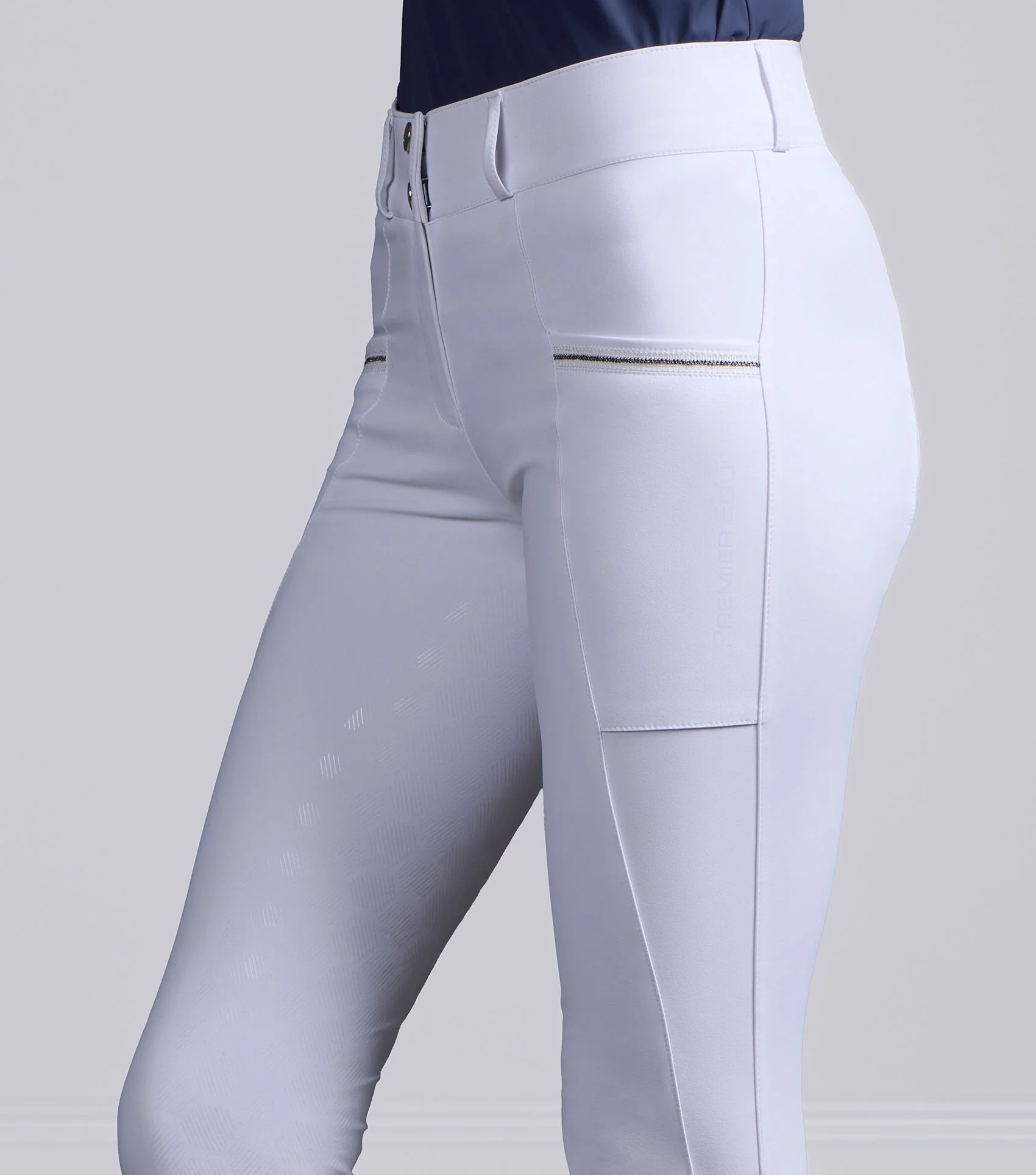 Ofena Womens Full Seat Competition Riding Breeches White - Image 3