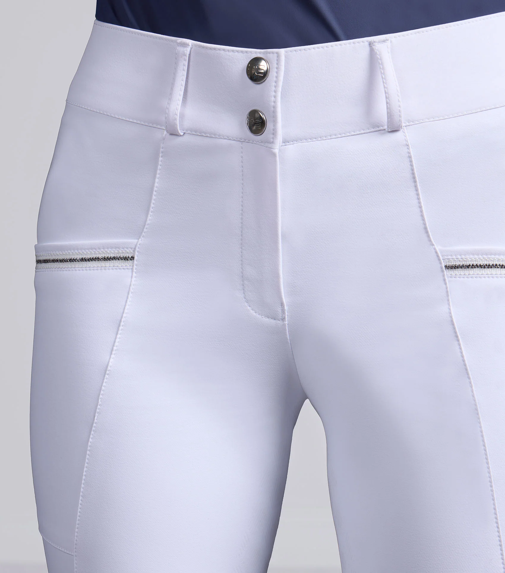 Ofena Womens Full Seat Competition Riding Breeches White - Image 4