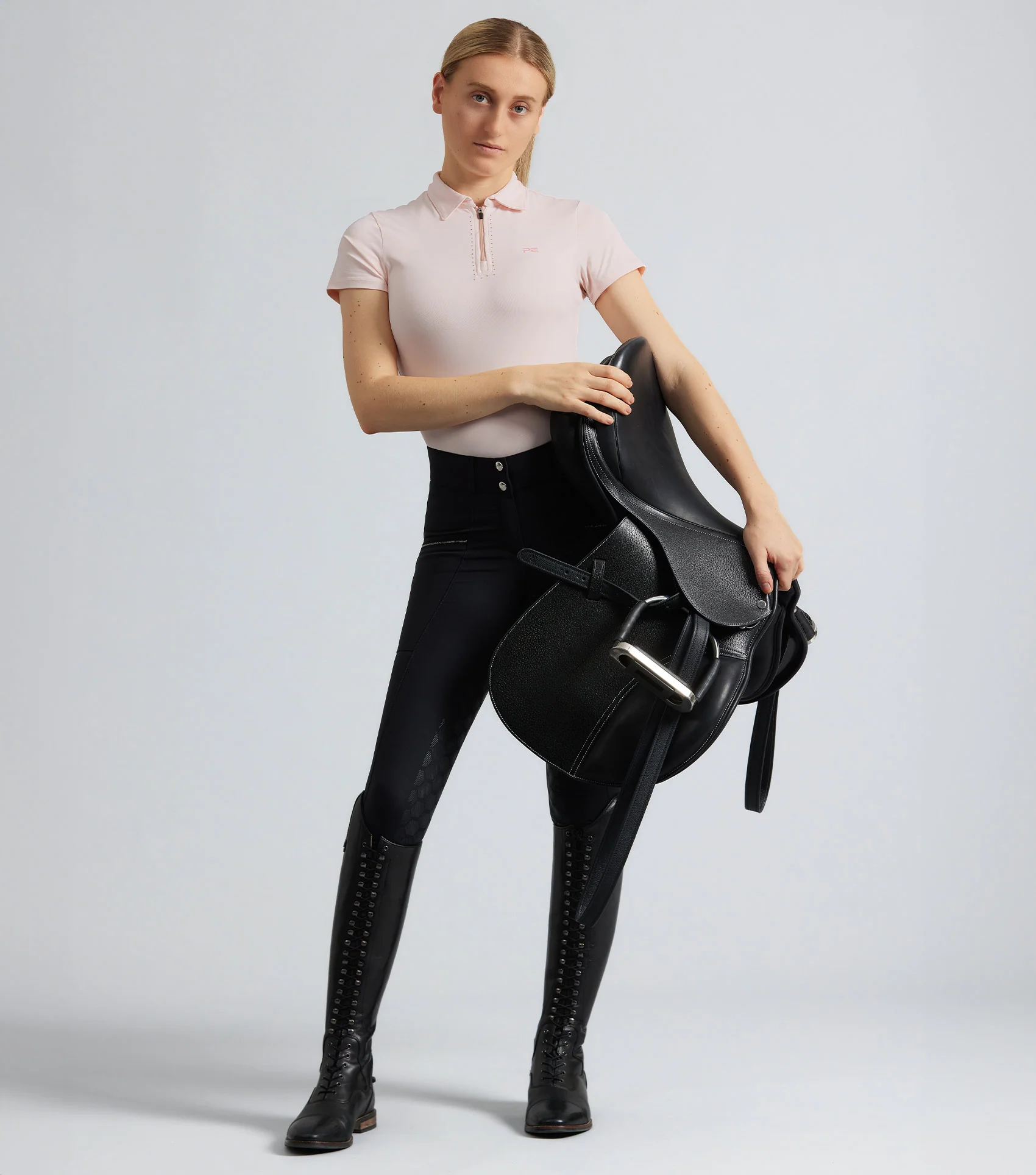 Ofena Womens Full Seat Riding Breeches Black - Image 6