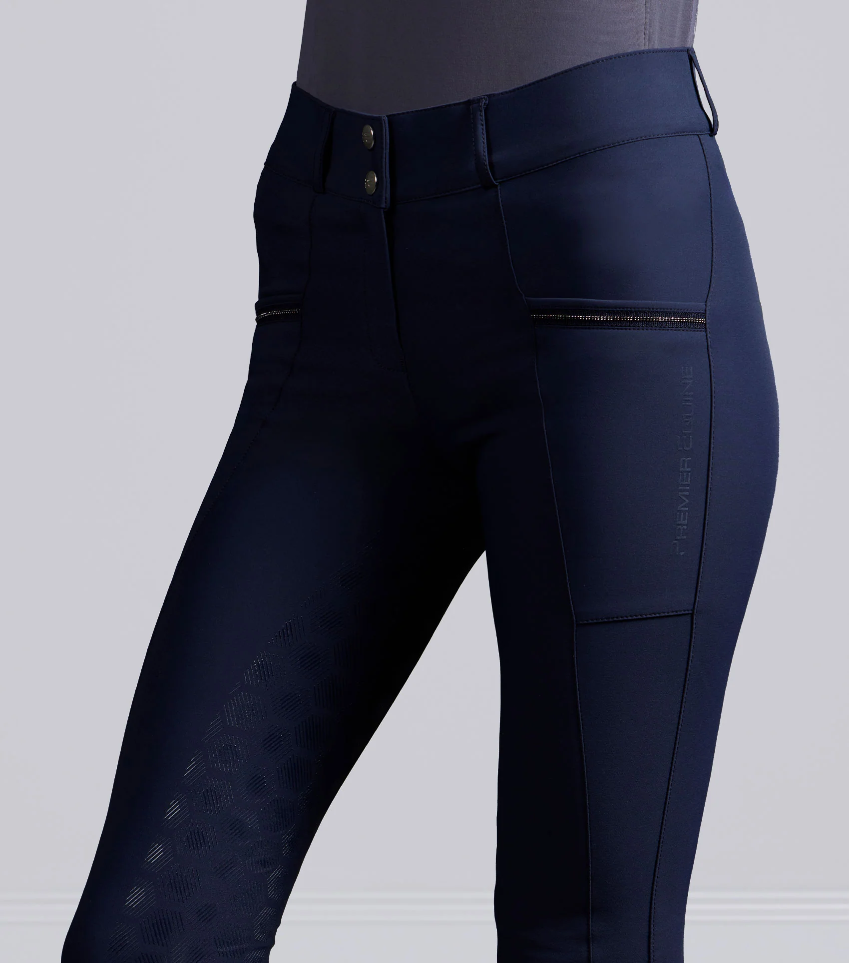 Ofena Womens Full Seat Riding Breeches Navy - Image 4