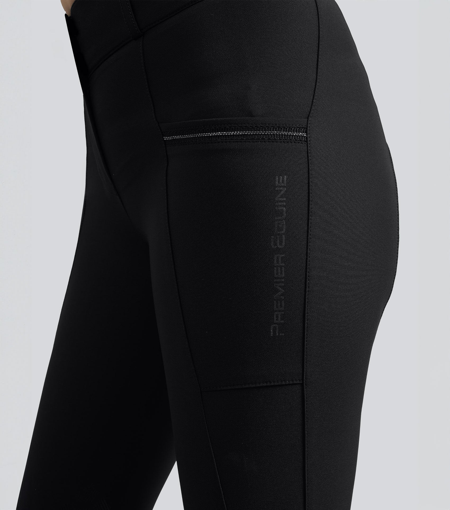 Ofena Womens Gel Knee Riding Breeches Black - Image 3