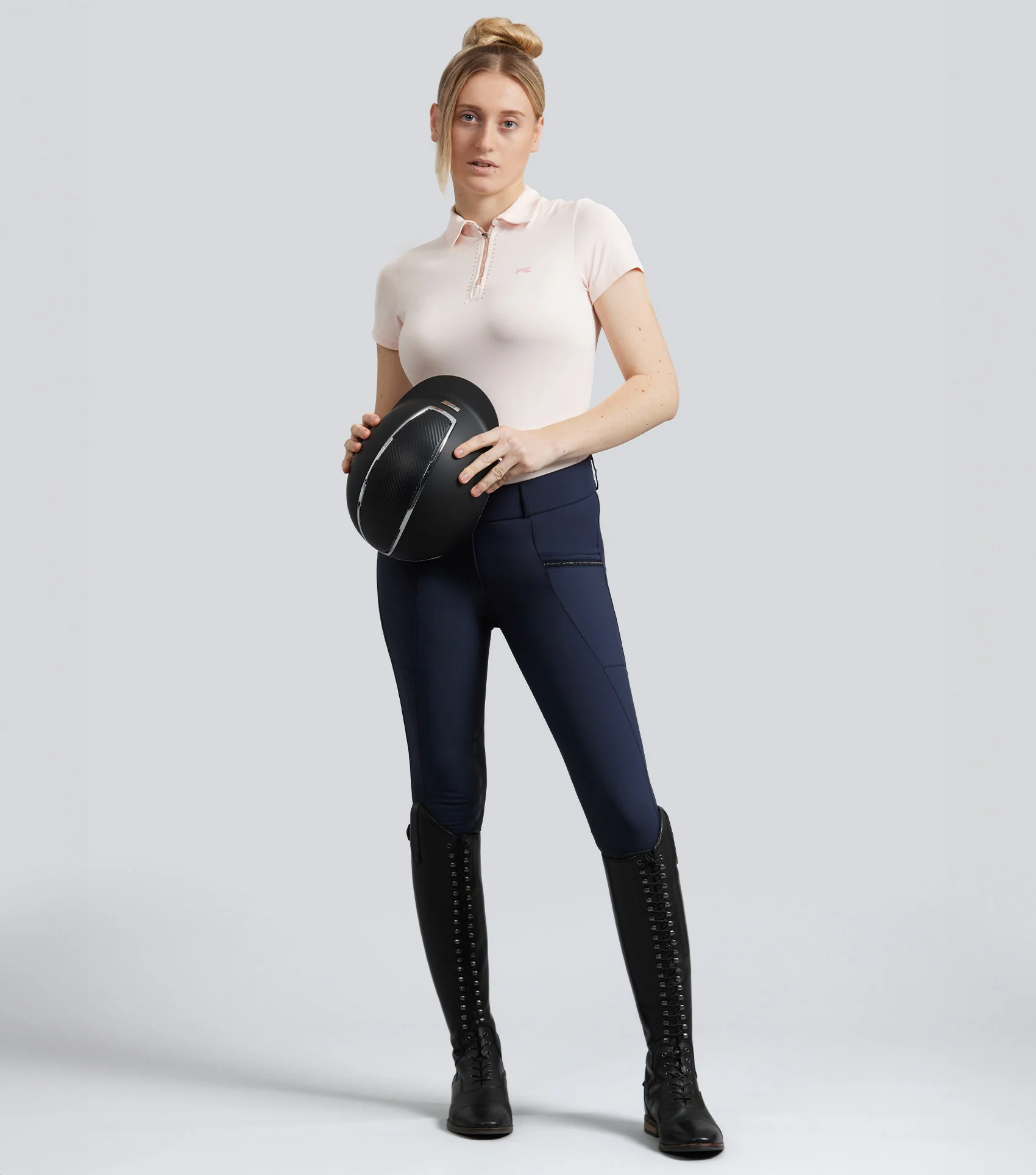 Ofena Womens Gel Knee Riding Breeches Navy - Image 6