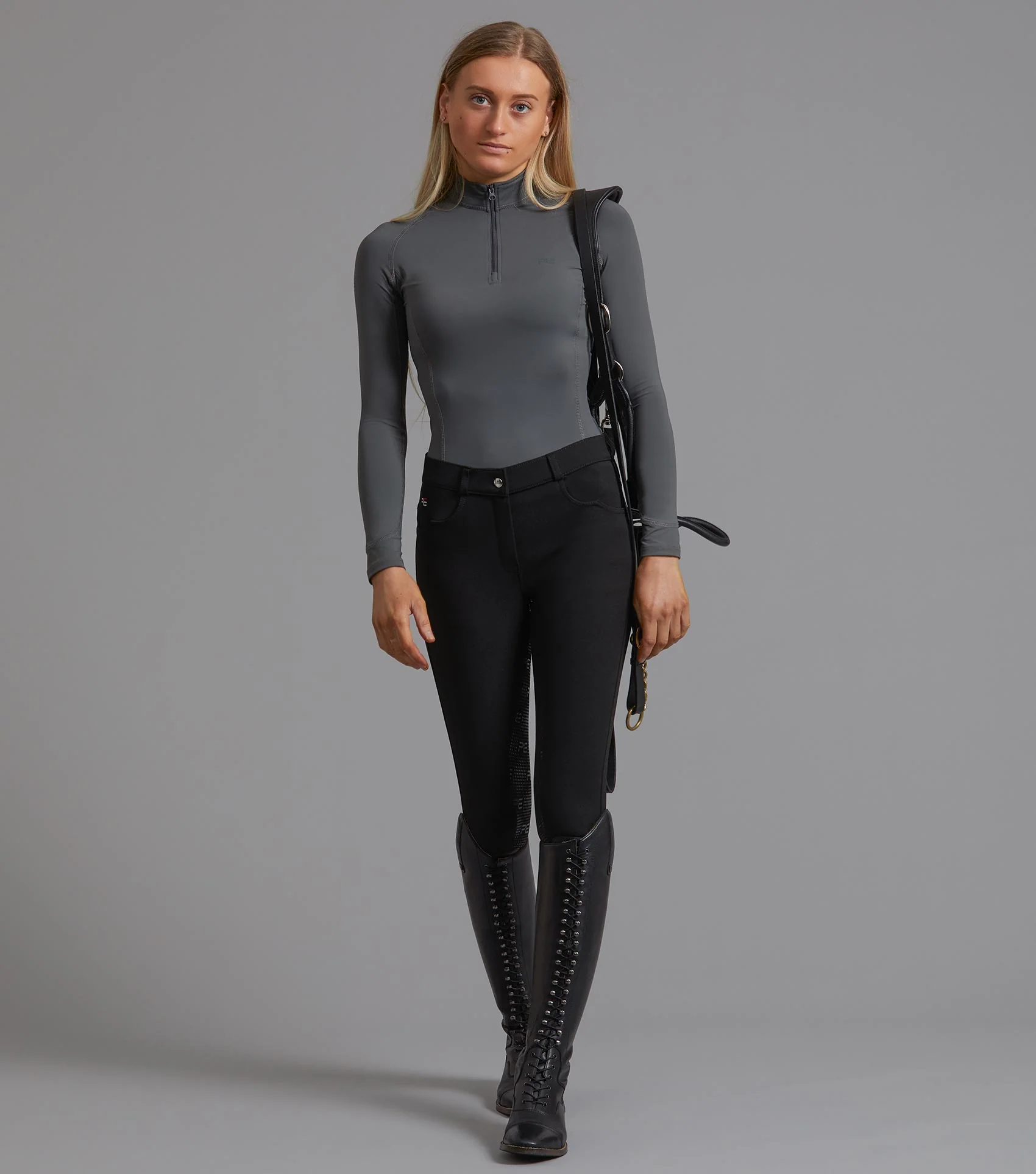 Ombretta Ladies Technical Riding Top Anthracite Grey - Image 5