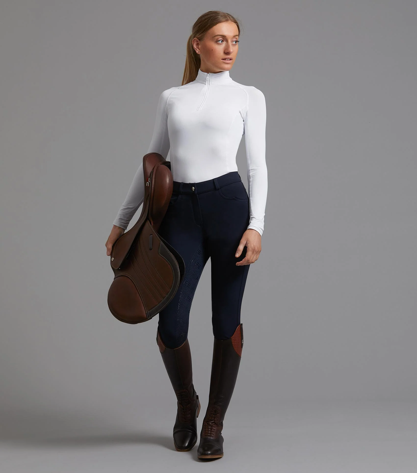 Ombretta Ladies Technical Riding Top White - Image 5