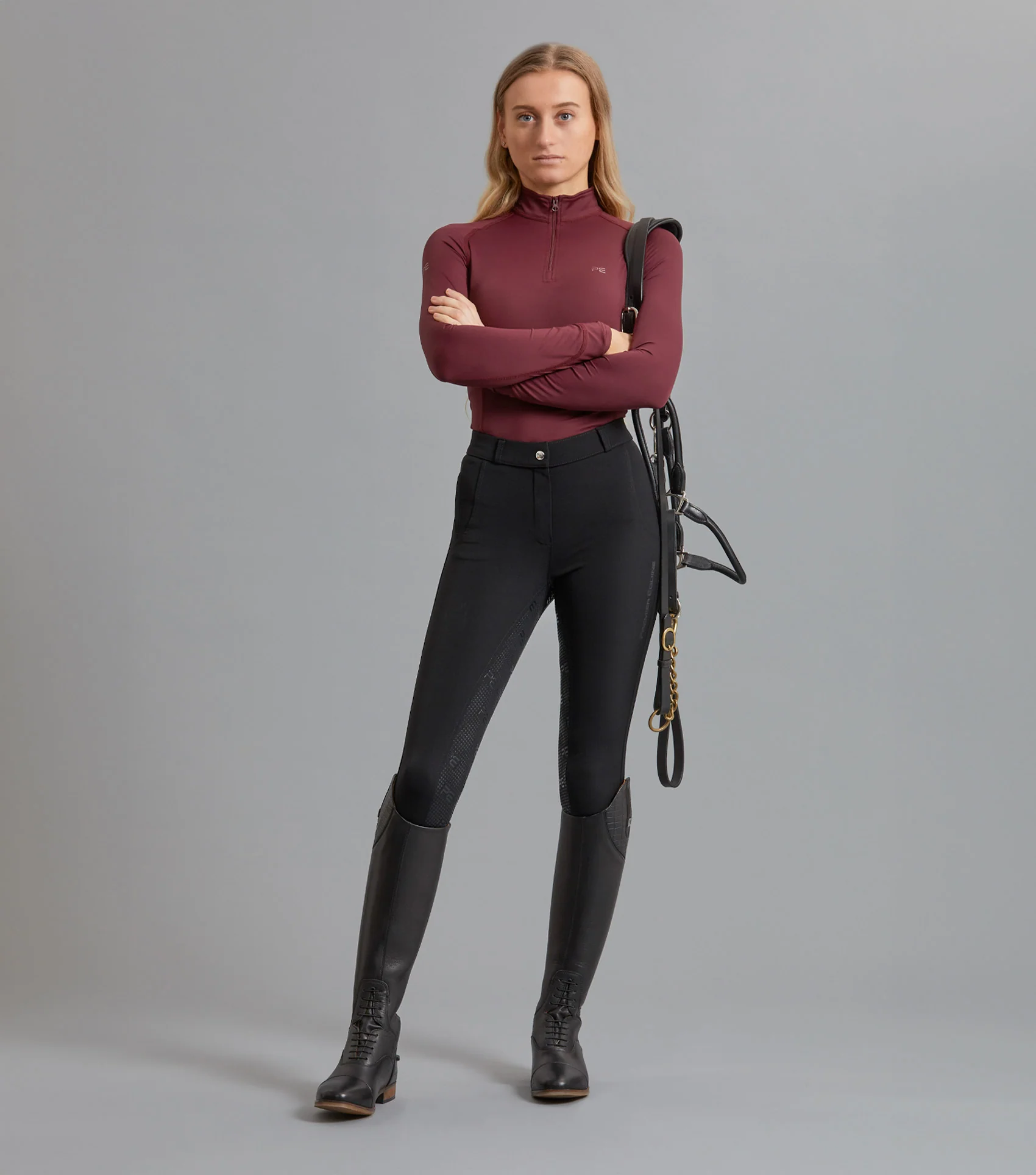 Ombretta Ladies Technical Riding Top Wine - Image 5