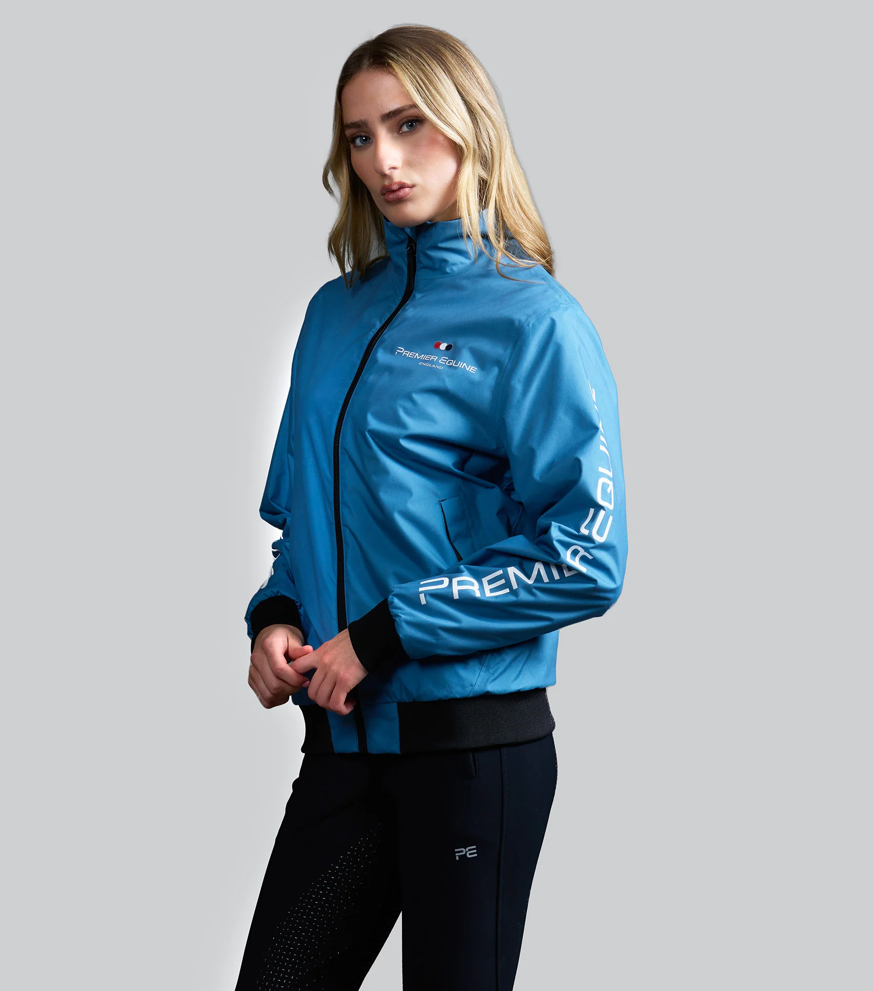 SALE - Omnia Womens Waterproof Riding Jacket Azure Blue - Image 6