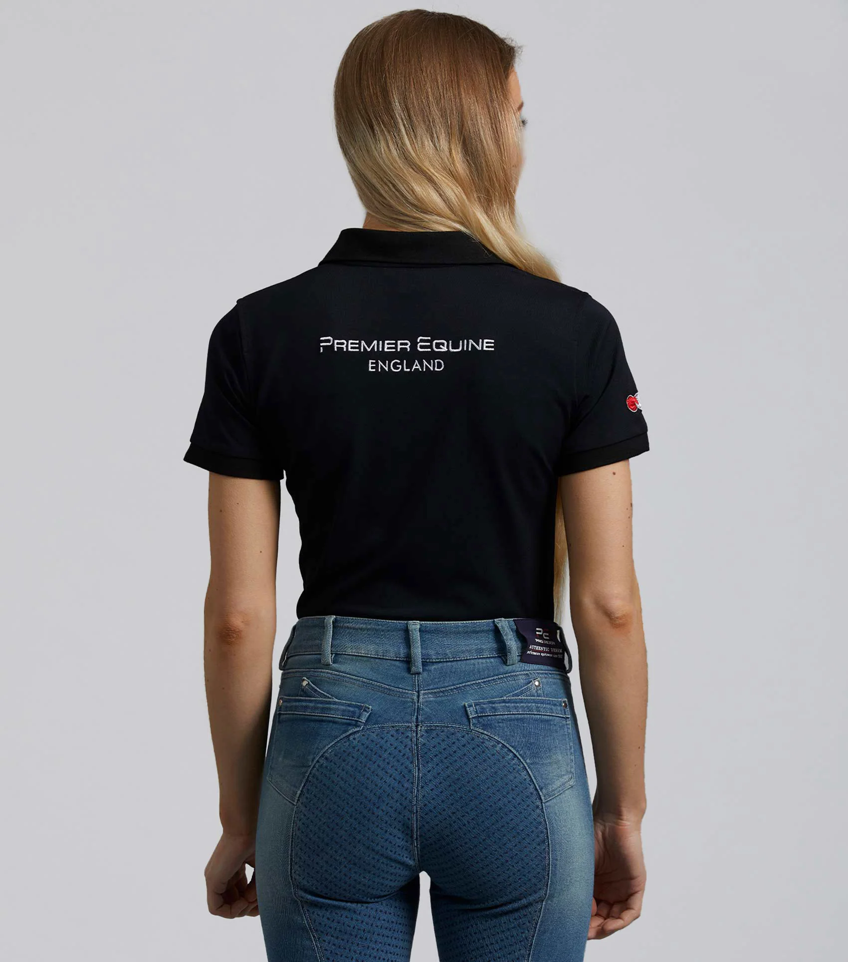 PE Ladies Team Polo Shirt Black - Image 3