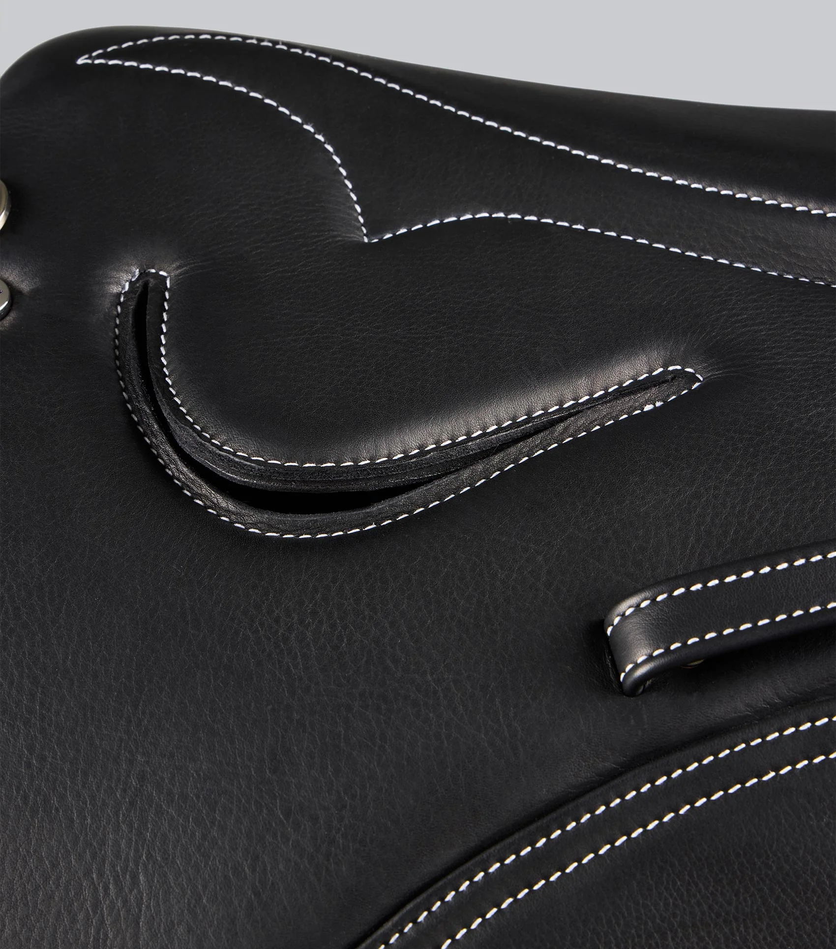 PE Leather Full Tree Exercise Racing Saddle Black - Image 5