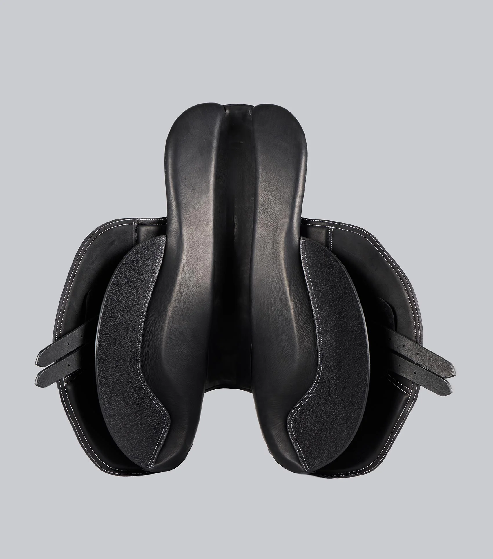 PE Leather Full Tree Exercise Racing Saddle Black - Image 6