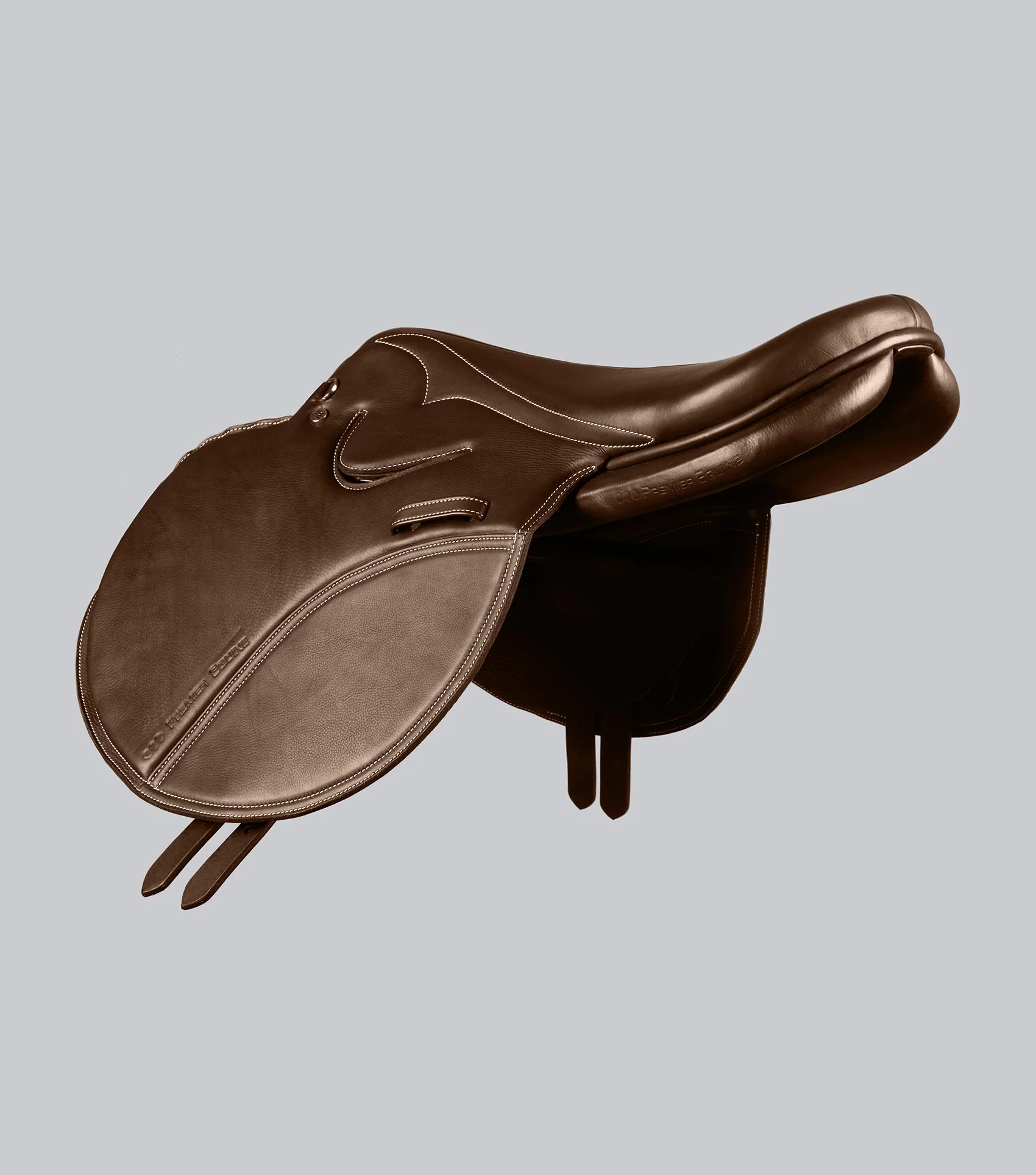 PE Leather Full Tree Exercise Racing Saddle Dark Havana - Image 4