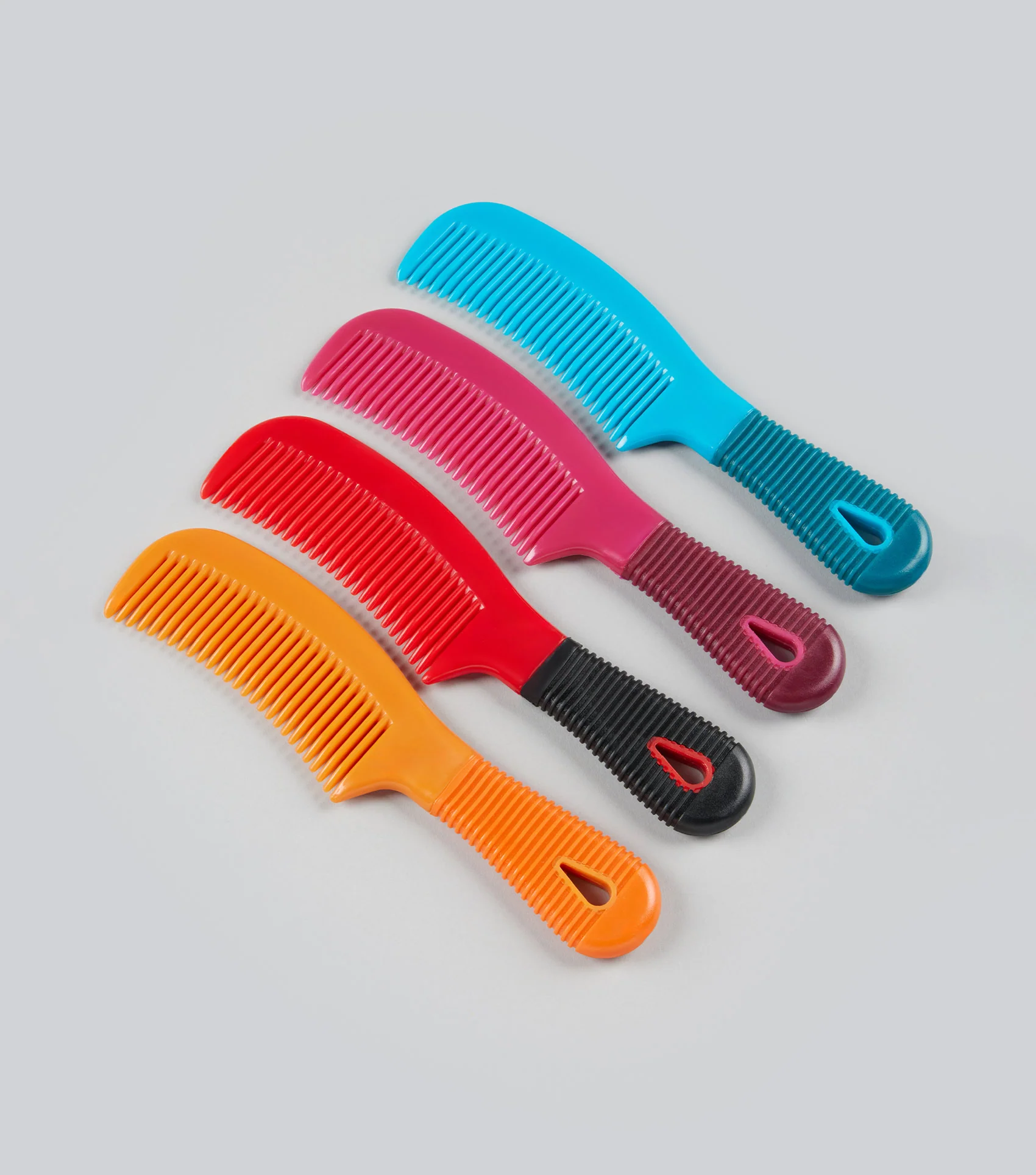Plastic Mane Comb with Handle - Large Black & Red - Image 2