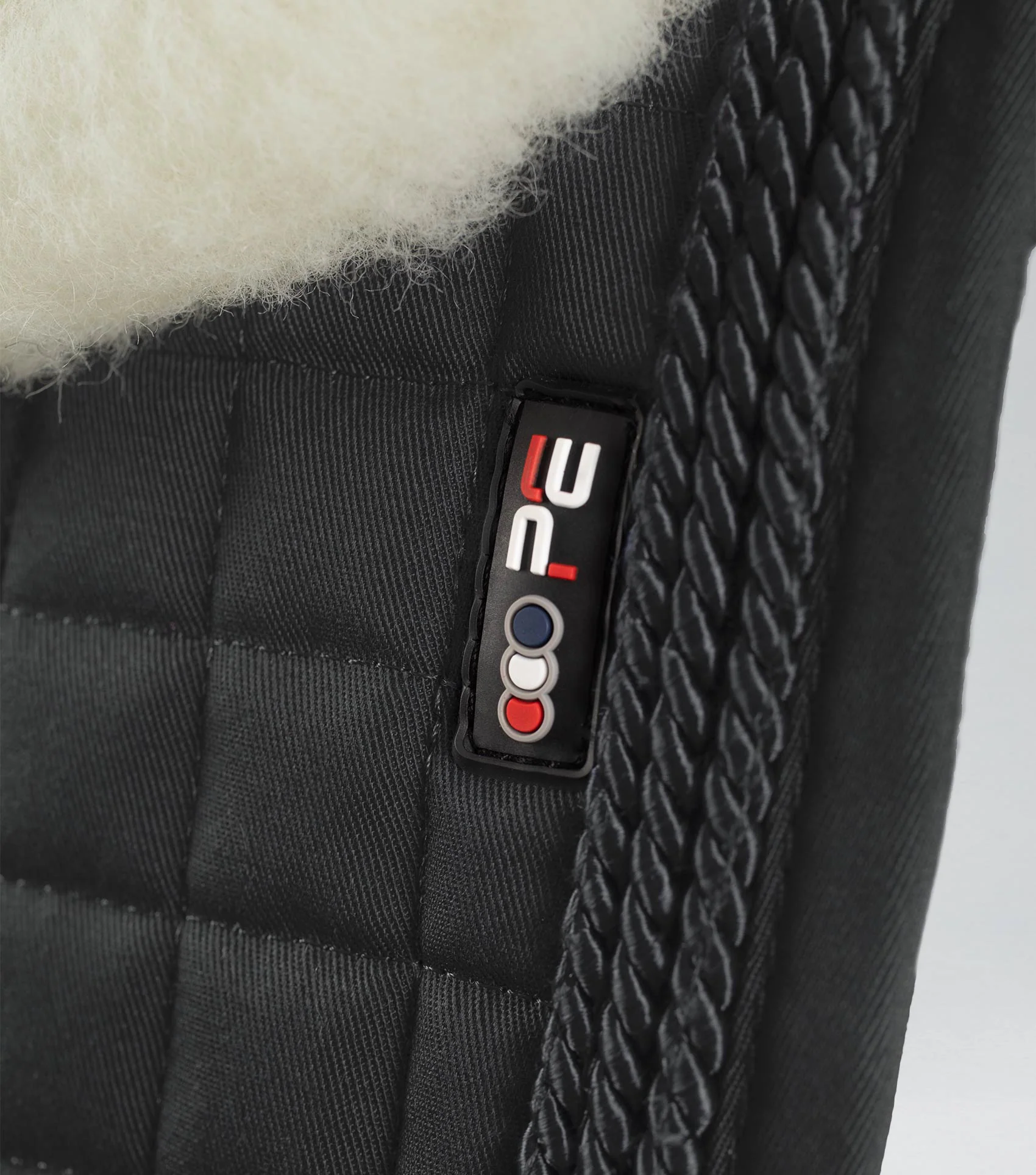 Pony Close Contact Merino Wool Half Lined European Dressage Square Black/Natural Wool - Image 2