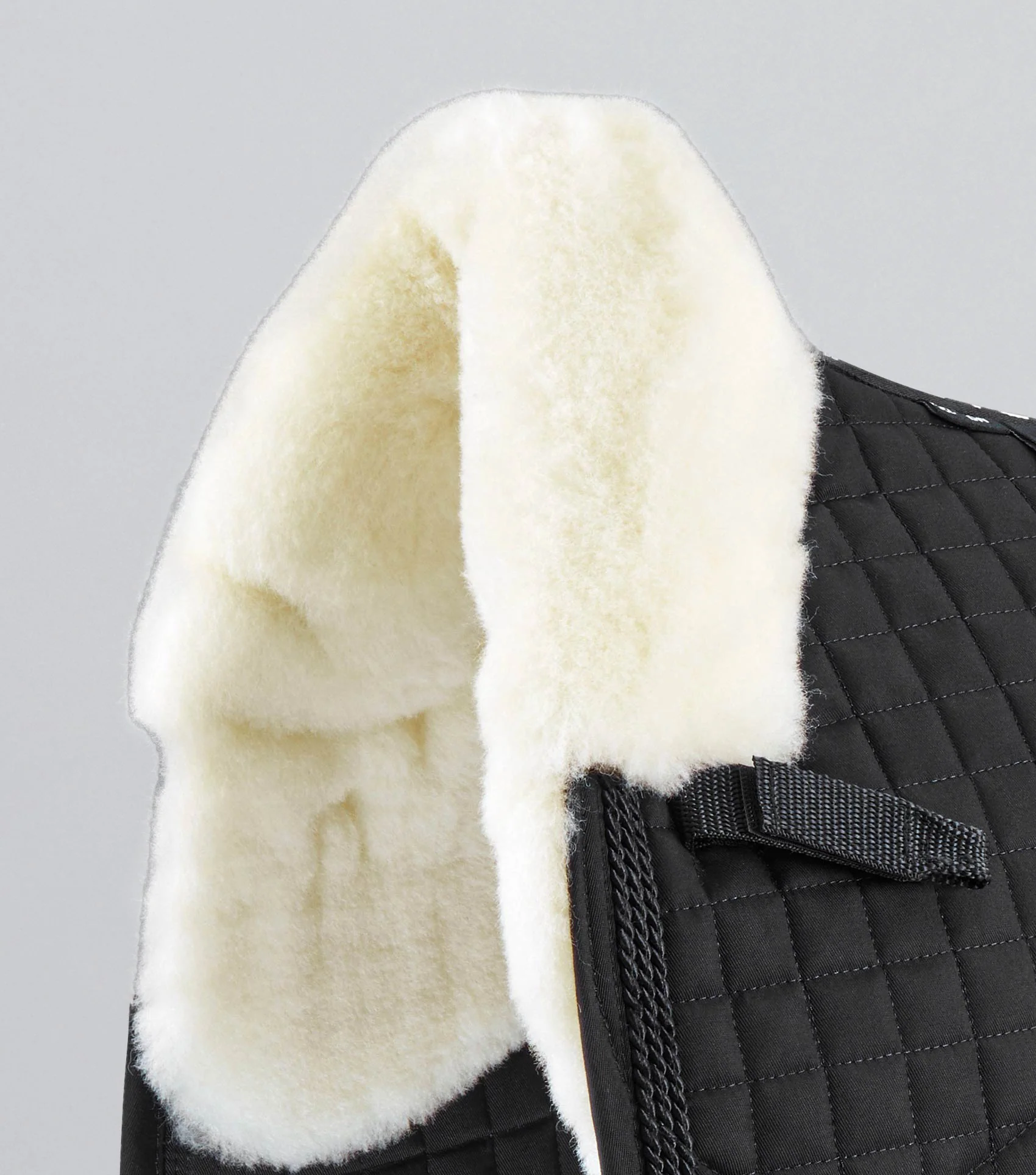 Pony Close Contact Merino Wool Half Lined European Dressage Square Black/Natural Wool - Image 3