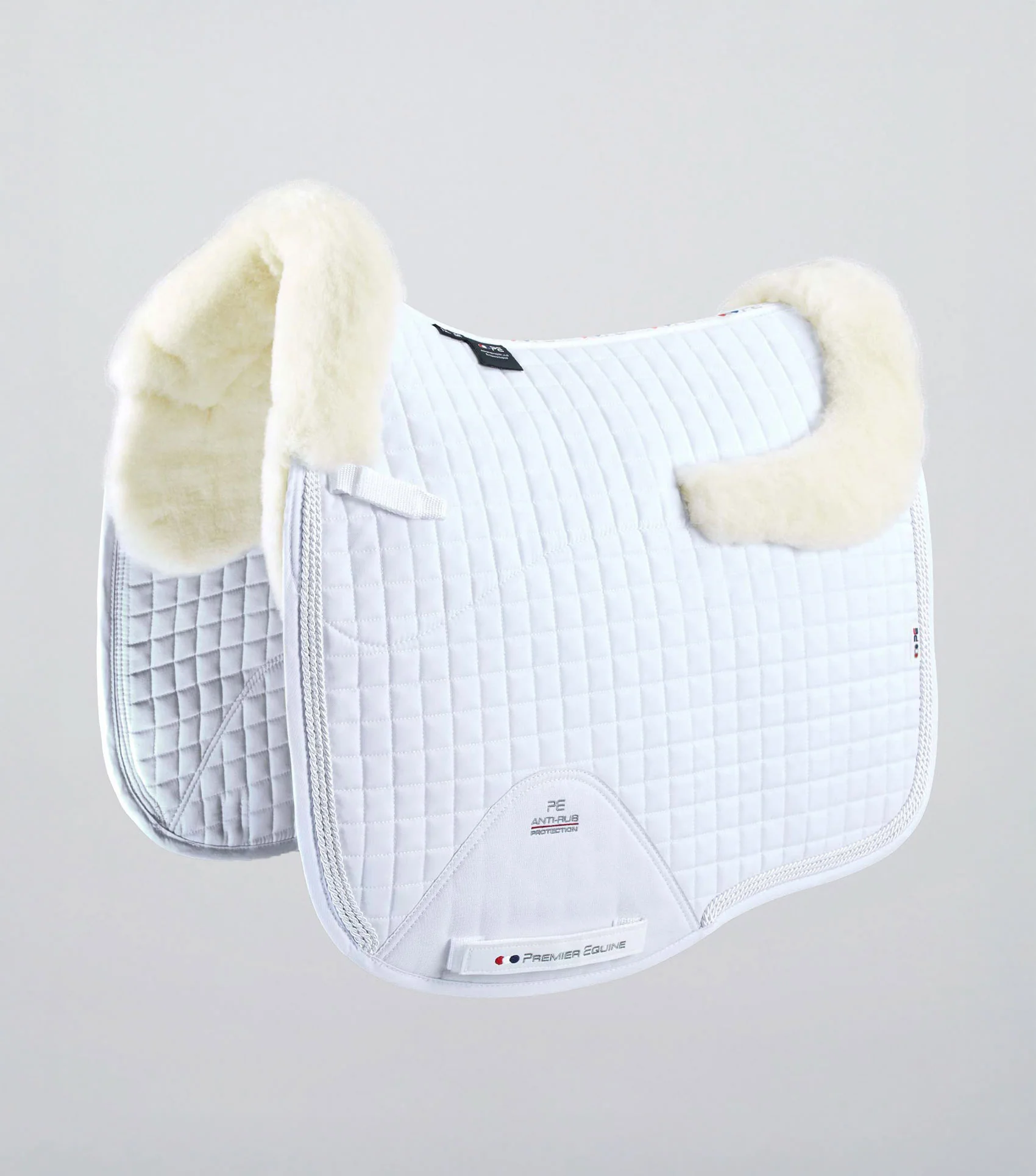 Pony Close Contact Merino Wool Half Lined European Dressage Square White/Natural Wool
