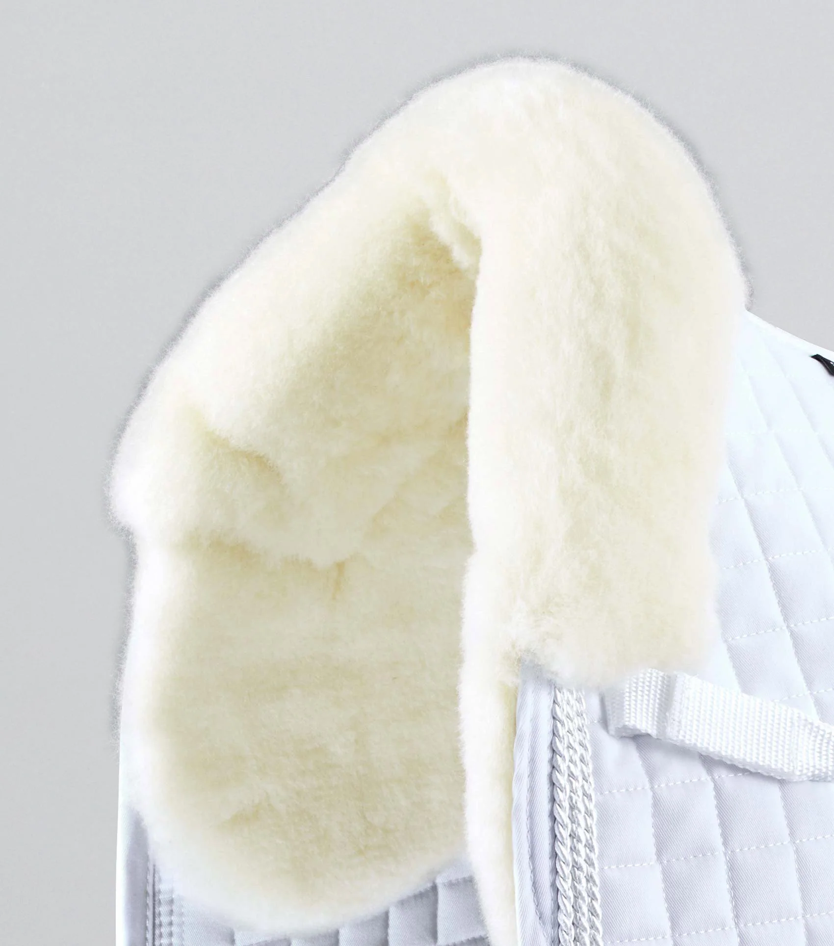 Pony Close Contact Merino Wool Half Lined European Dressage Square White/Natural Wool - Image 3